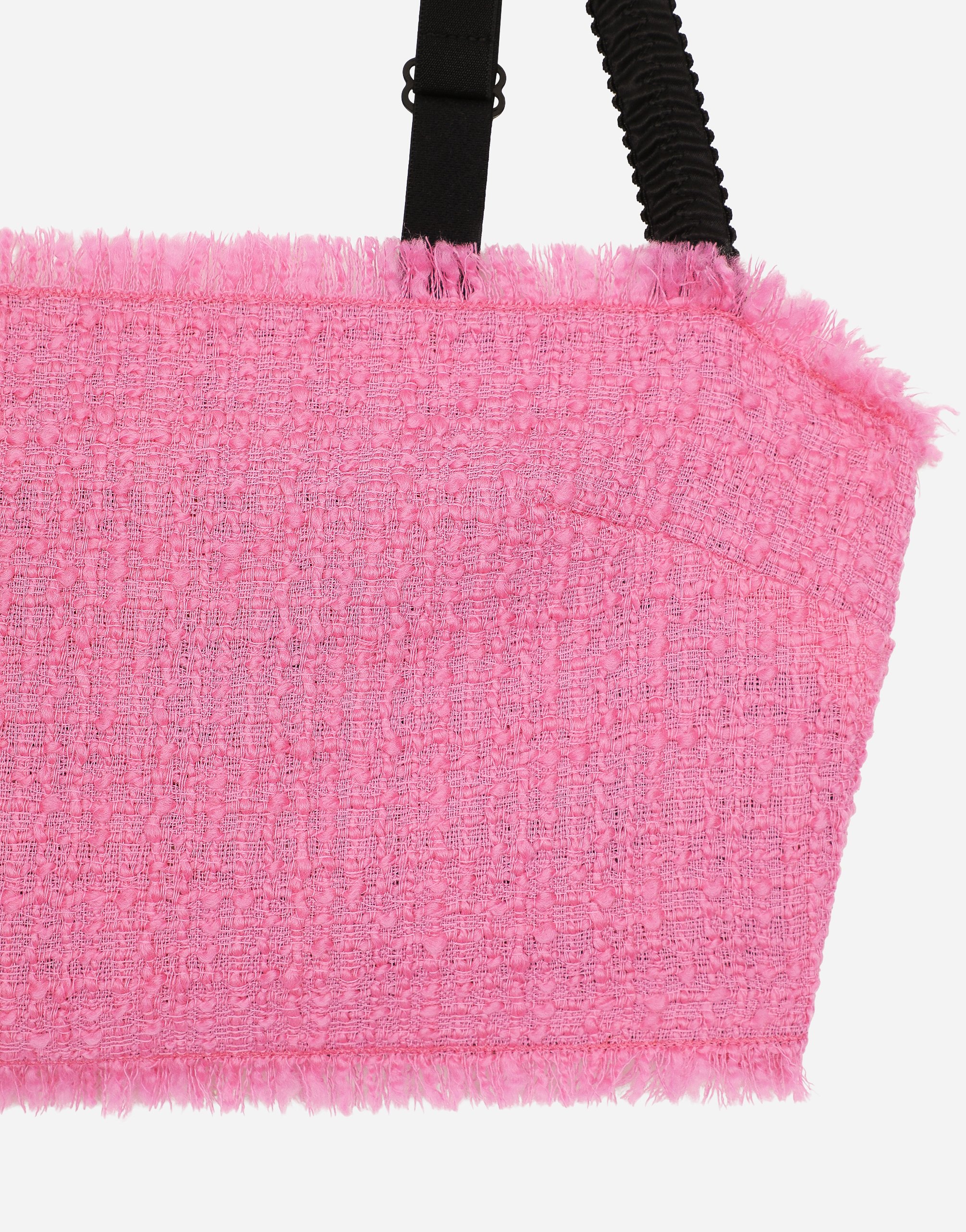 Dolce & Gabbana Raschel Tweed Crop Top With Straps In ピンク