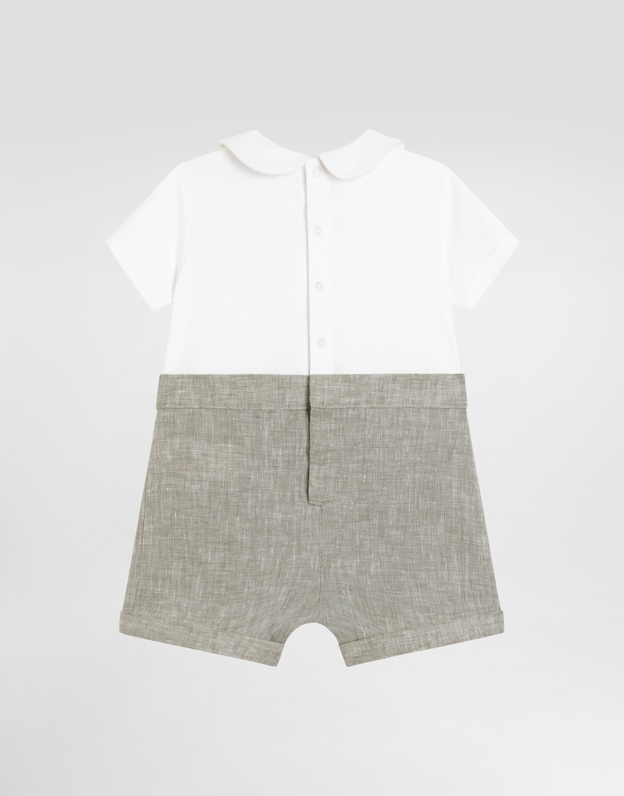  Dolce & Gabbana Interlock And Linen Romper With Dg Embroidery - Mann Geschenk-set Und Body Mehrfarbig 3/6 Months 