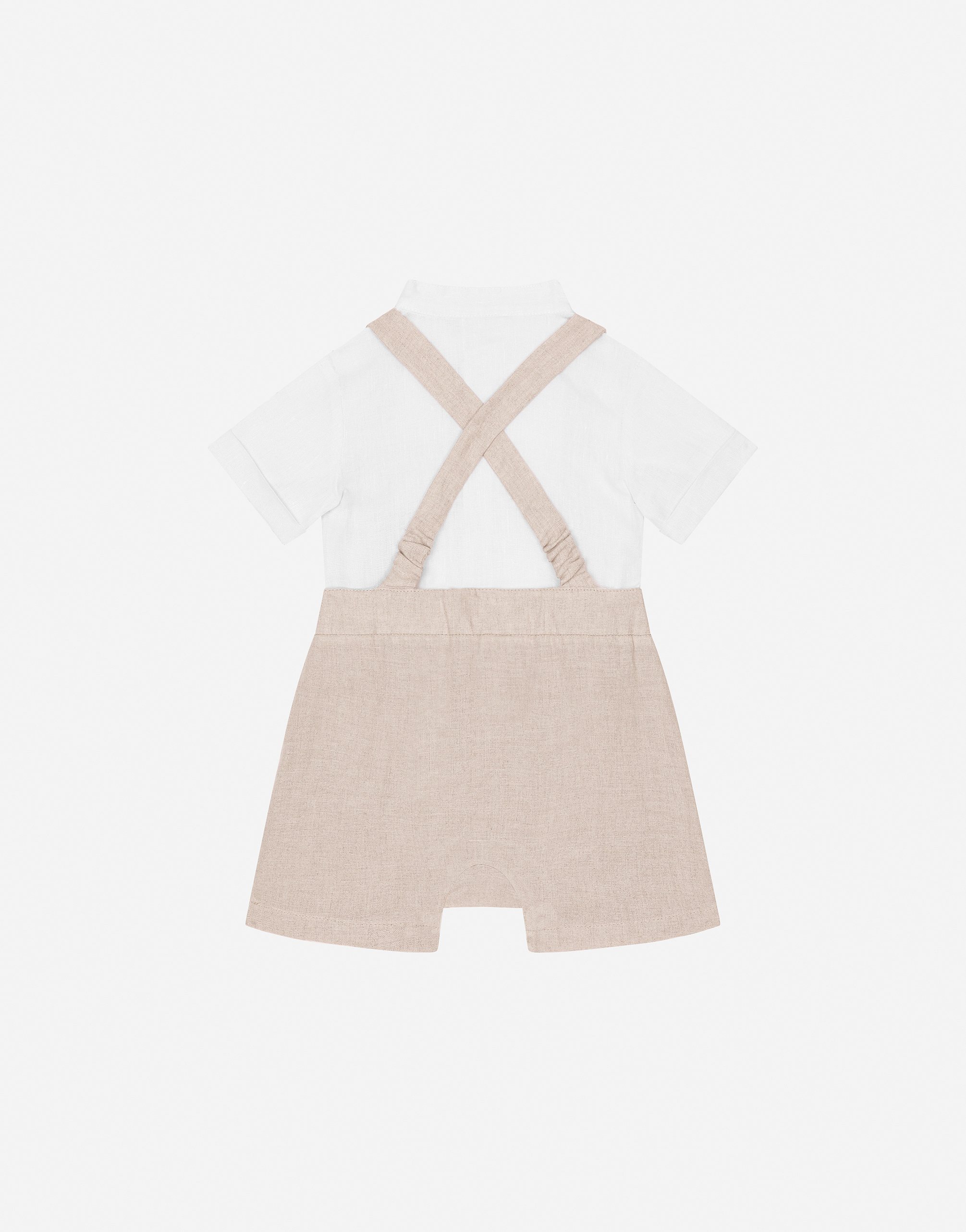 Linen onesie with straps and Dolce&Gabbana logo