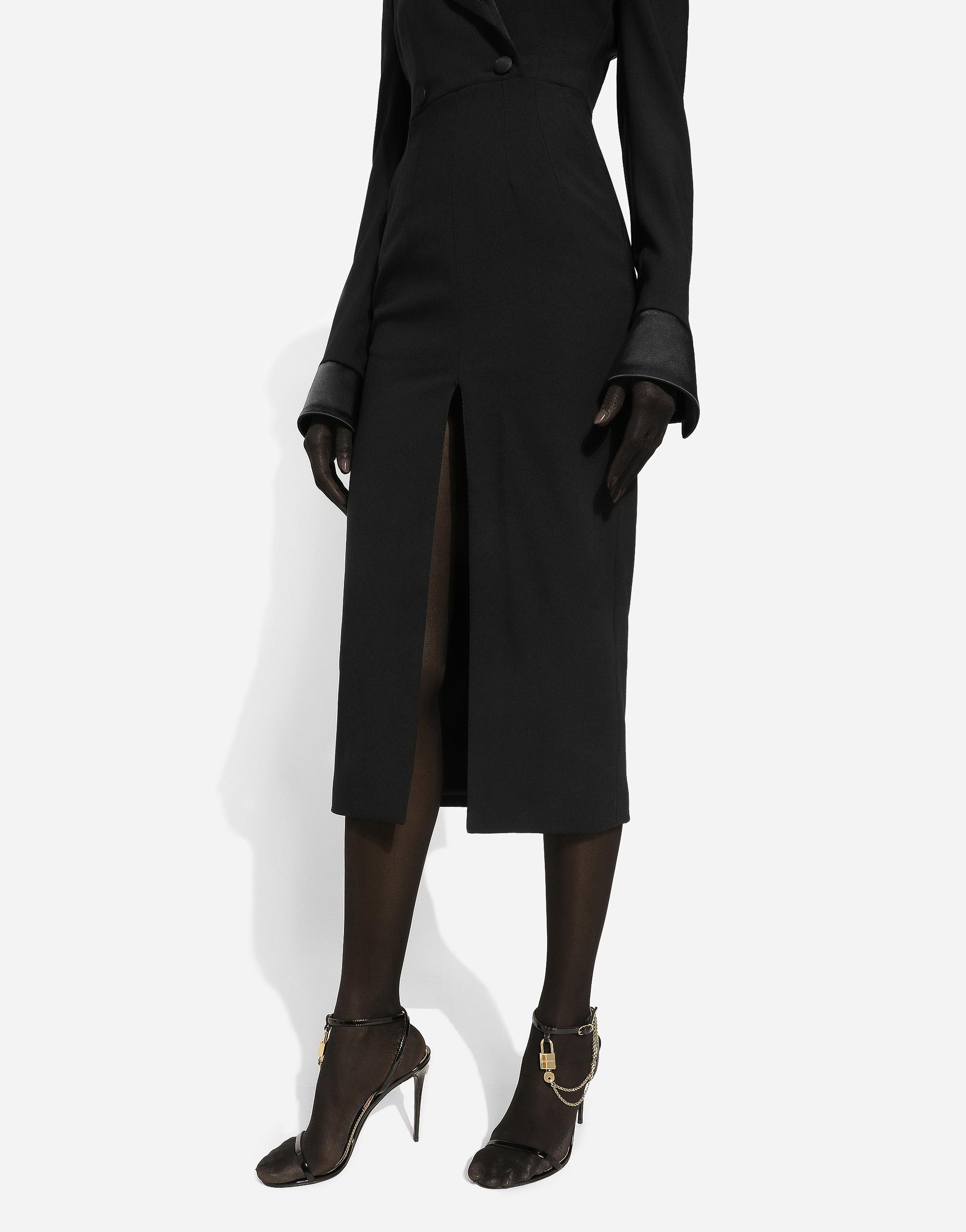 Woolen calf-length coat dress