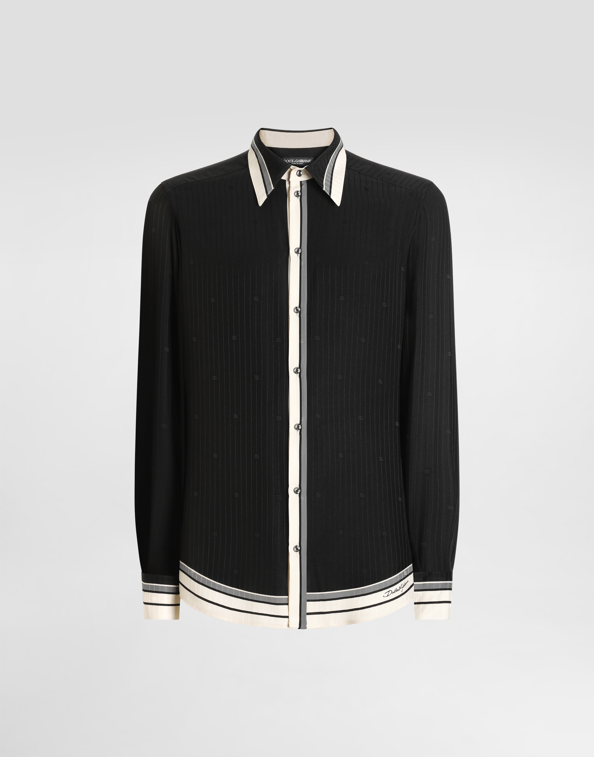 Multicolorのメンズ Logo and stripe-print jacquard martini shirt 