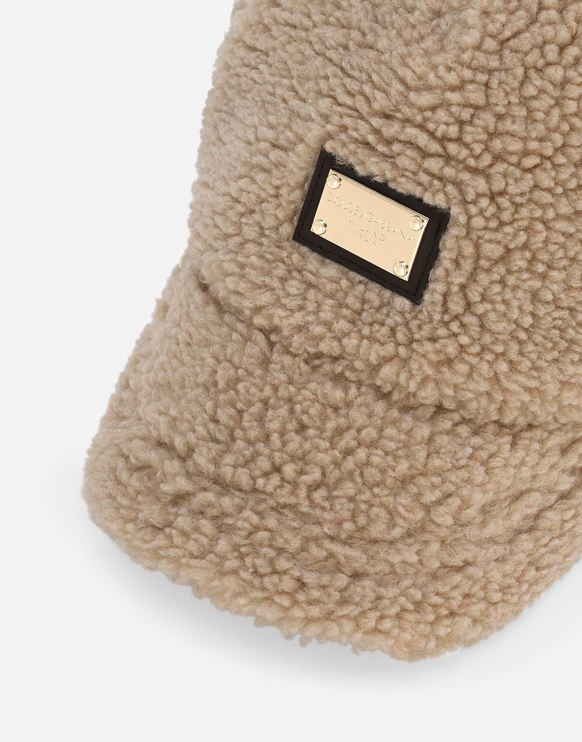 DOLCE & GABBANA FAUX FUR BASEBALL CAP WITH LOGO TAG