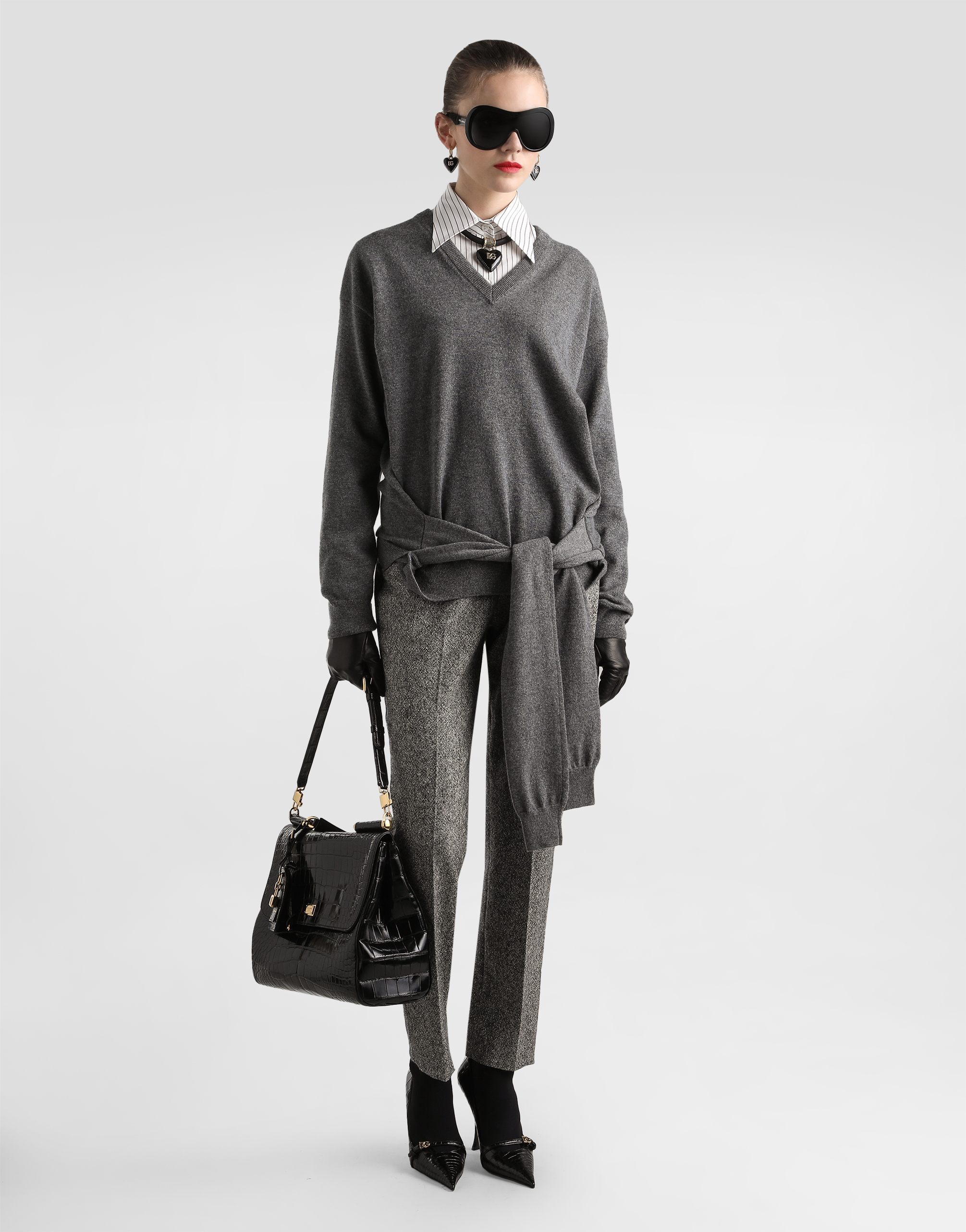 Wool trousers with dotted print