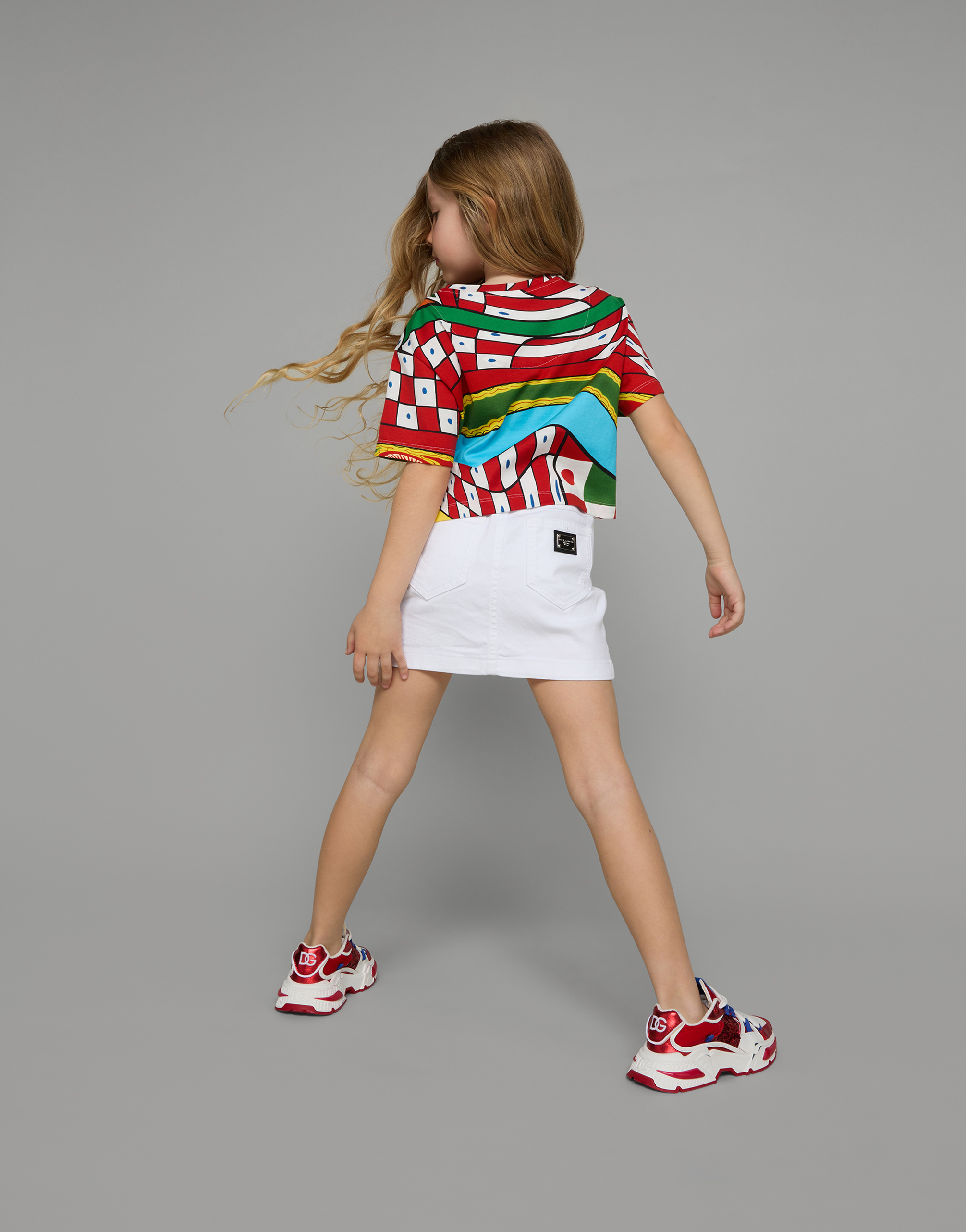 Shop Dolce & Gabbana Short White Stretch Denim Skirt