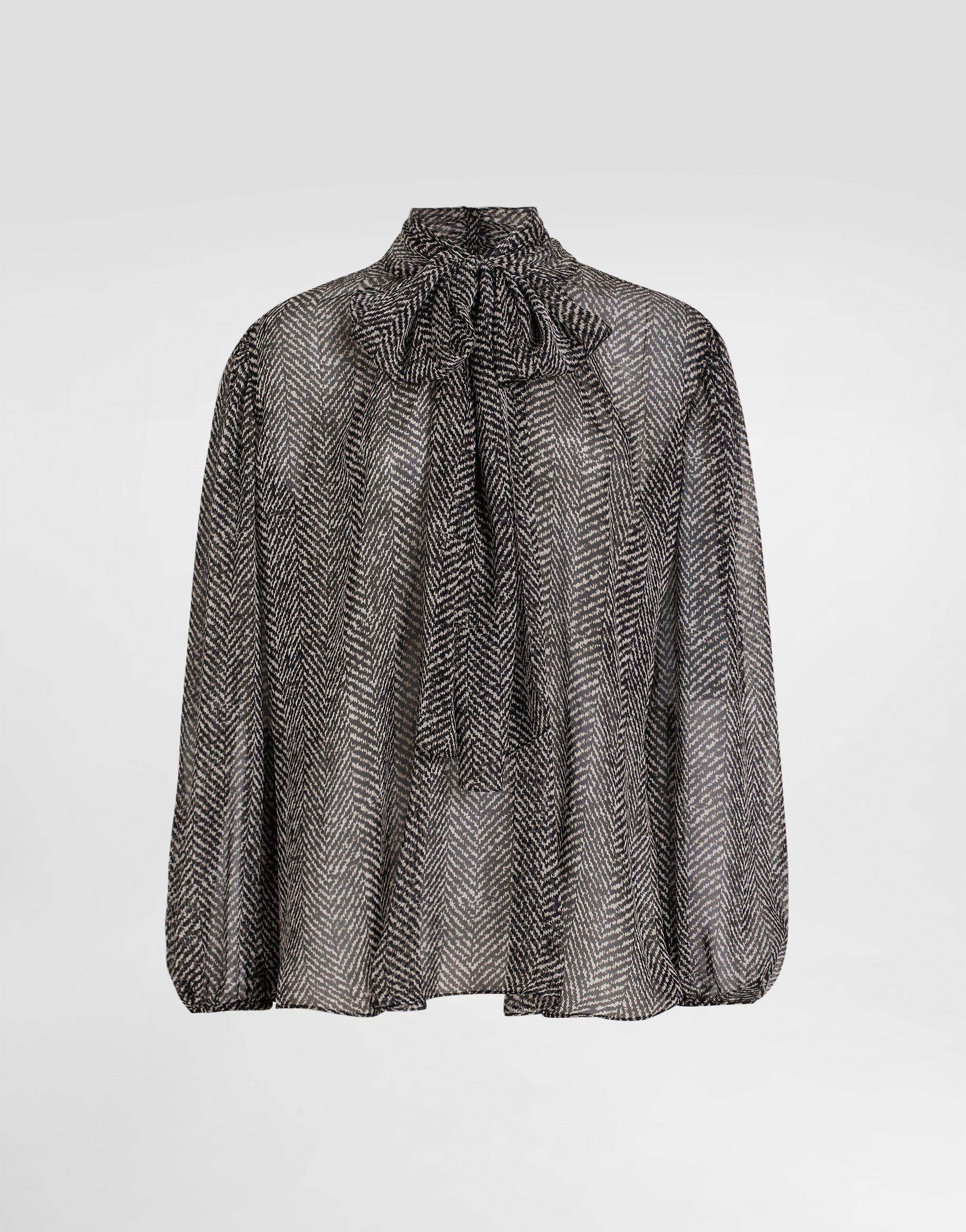 Dolce & Gabbana Chevron-print Silk Chiffon Shirt In Multi