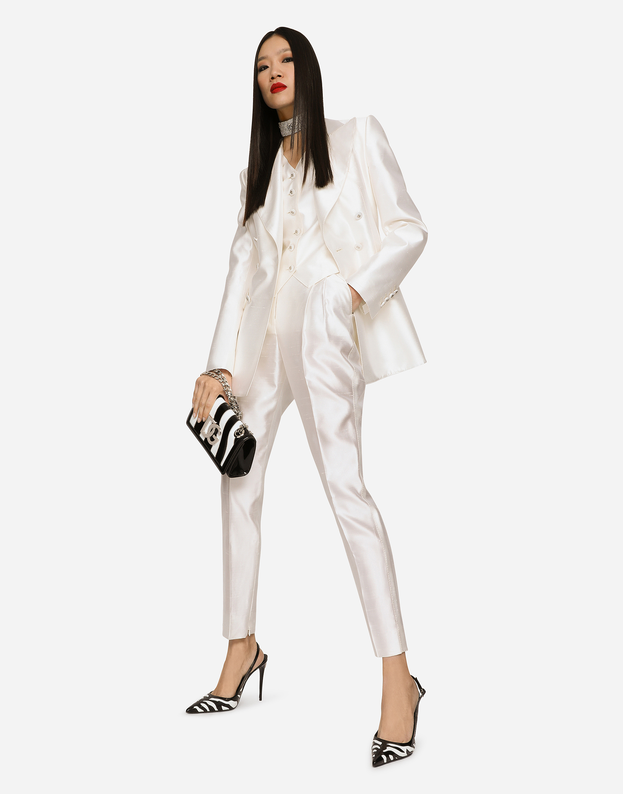 Dolce & Gabbana Shantung Pants In White