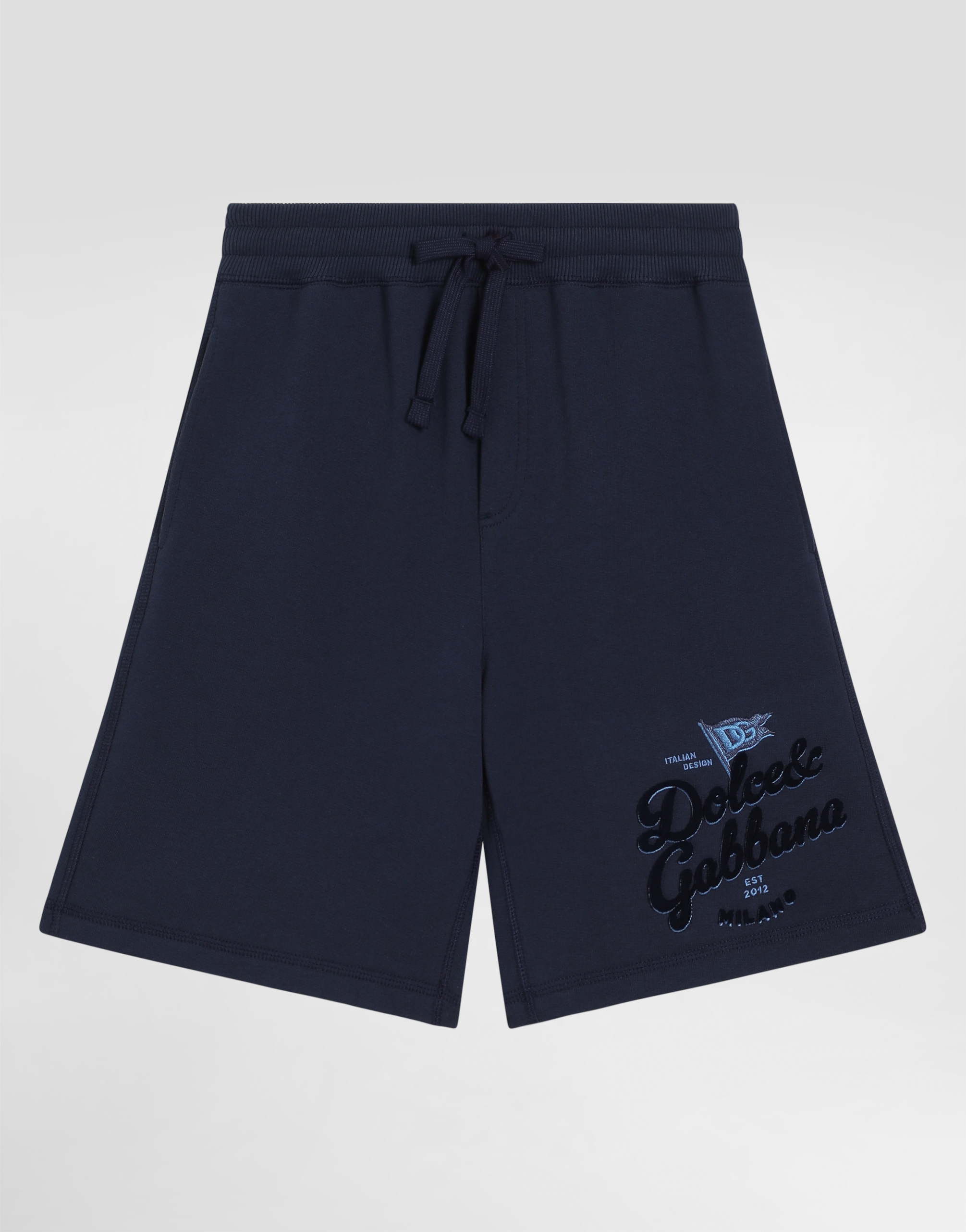 Dolce & Gabbana Fleece Shorts With Dolce&gabbana Logo And Flag In Blue