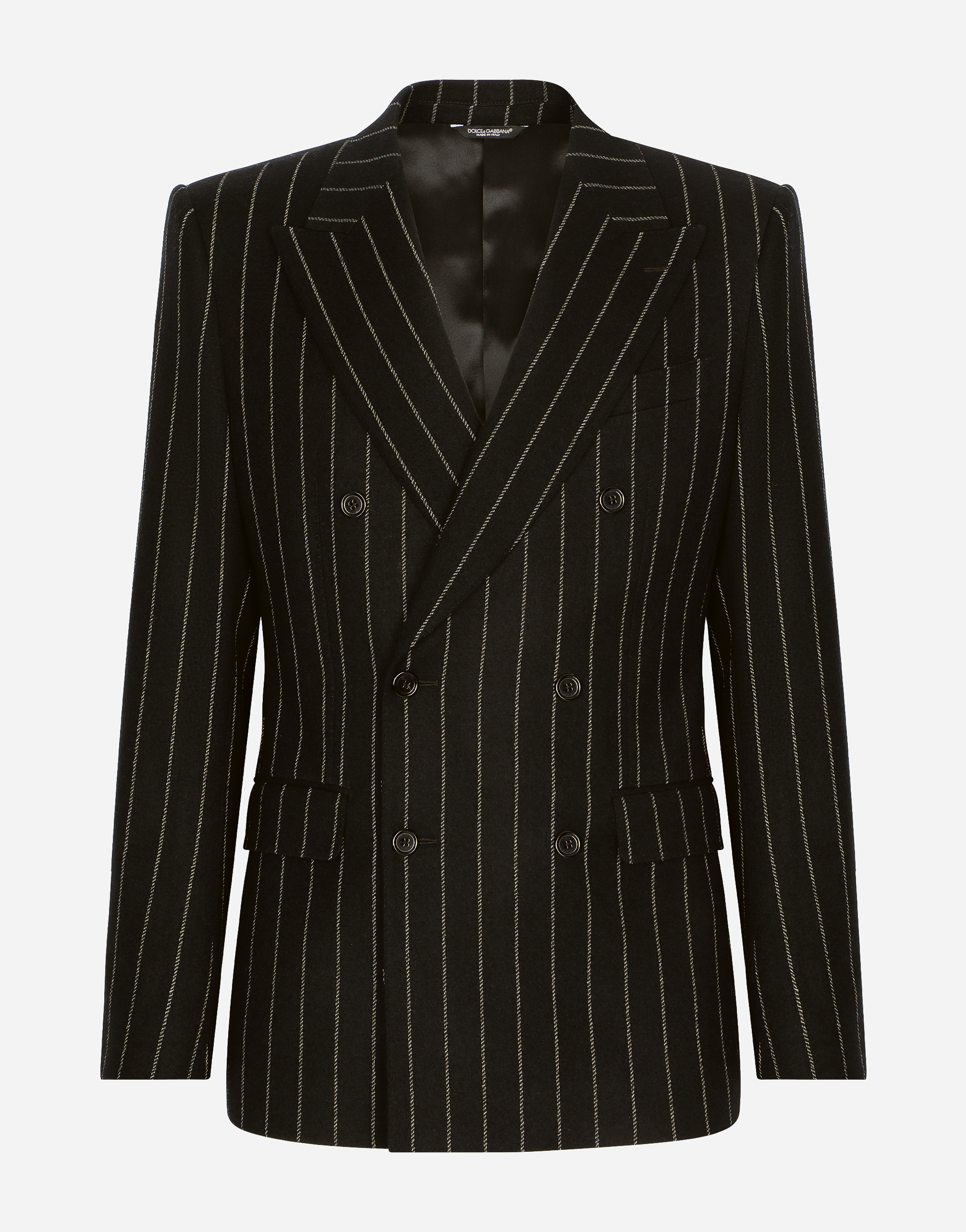 Dolce & Gabbana Double-breasted Jacket In Pinstripe Stretch Wool - Man Suits And Blazers Multicolor Wool