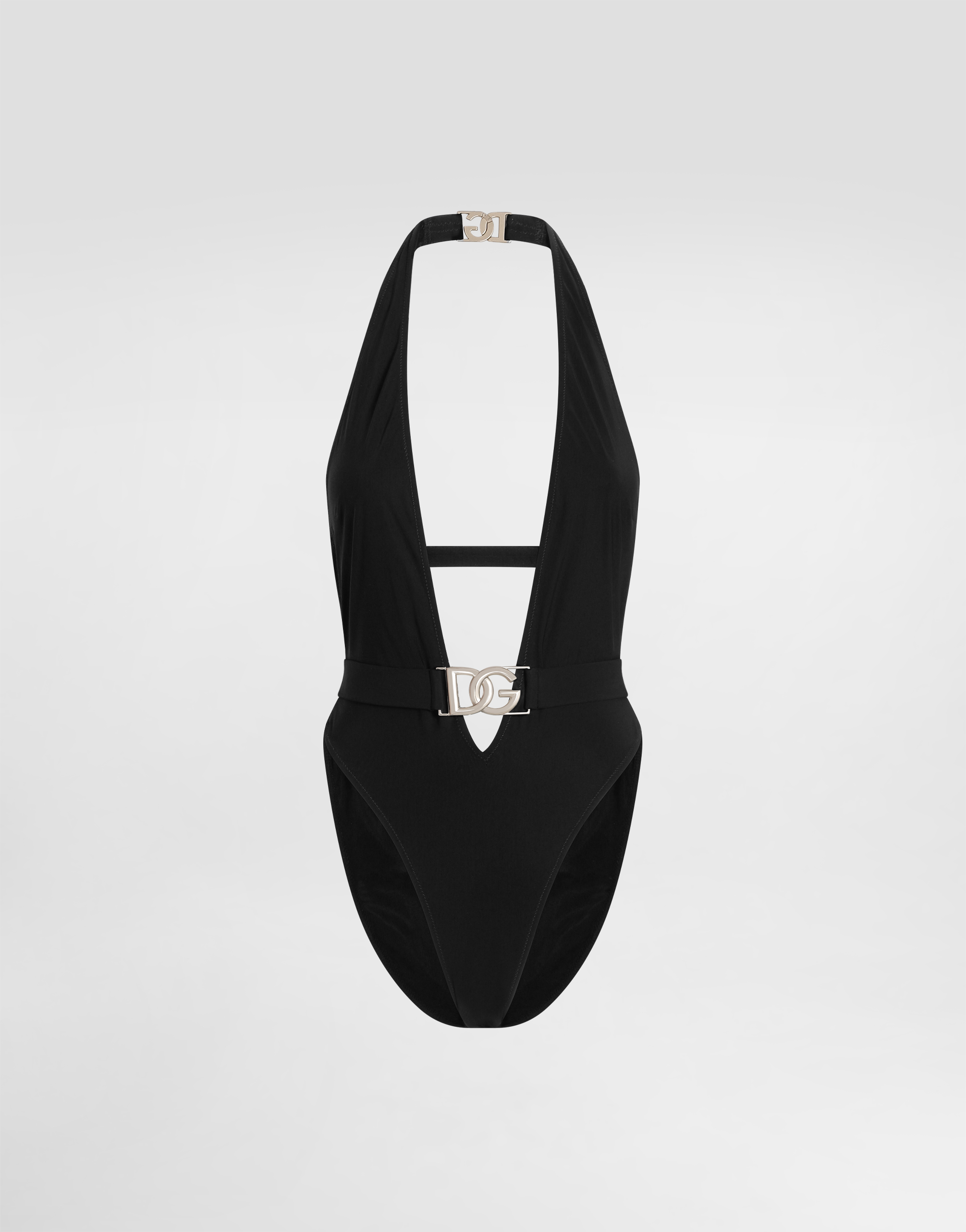 ワンピース水着 DOLCE  GABBANA Women Swimsuit O9A06JONO12 N0000 Black One-piece swimsuit with plunging neckline in Black for Women