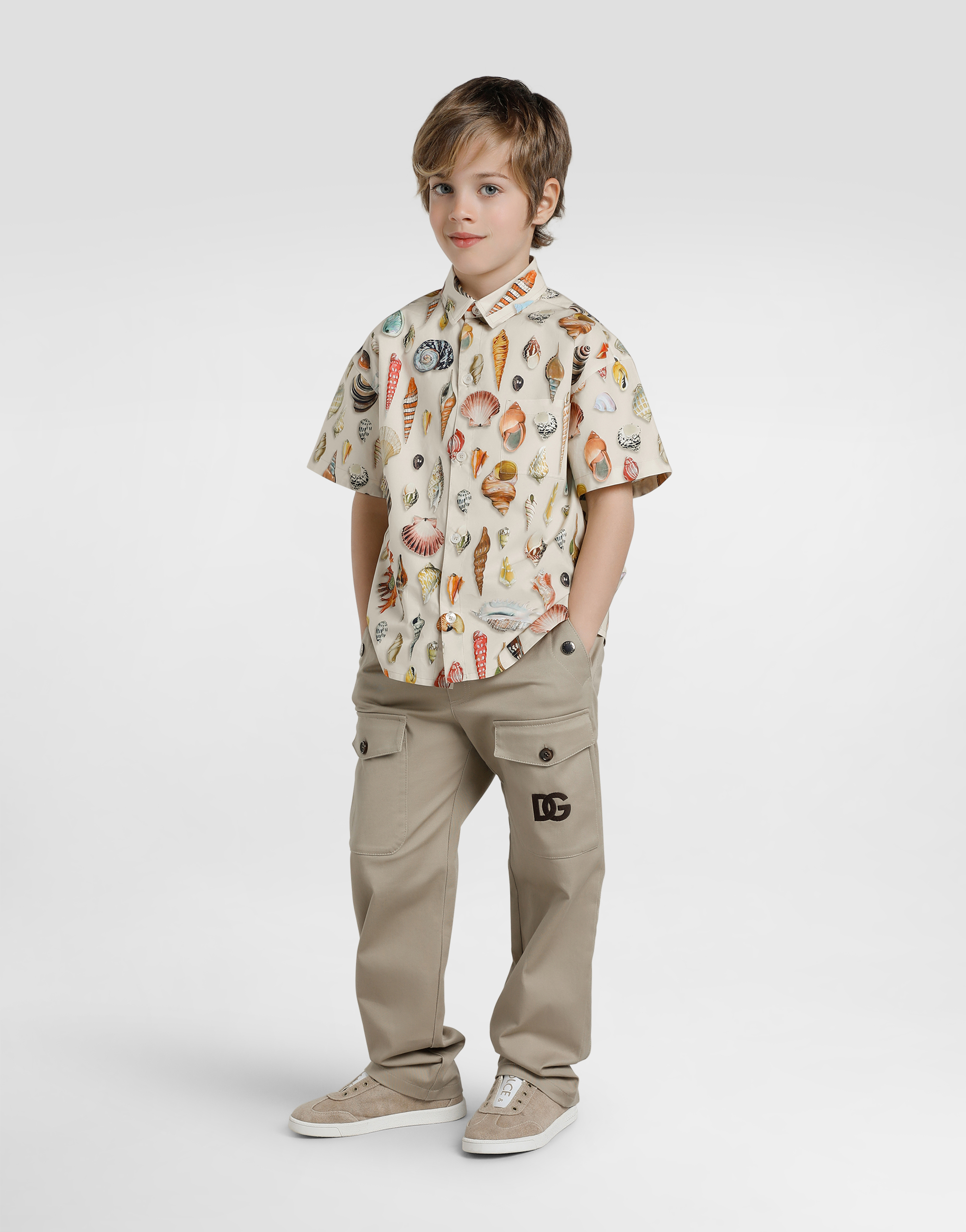 Shell-print poplin shirt