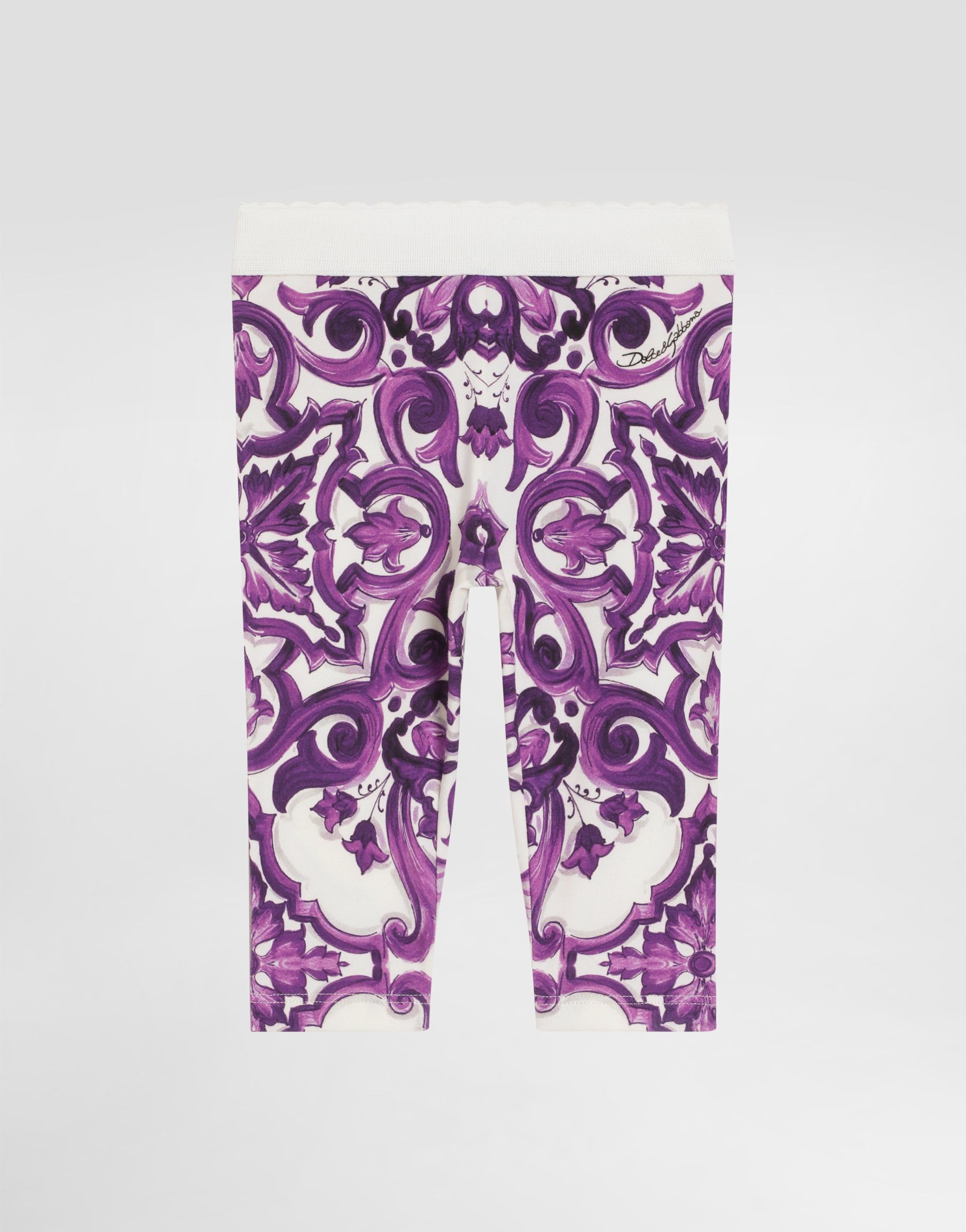 Dolce & Gabbana Majolica-print Interlock Leggings - Woman Trousers And Skirts Multicolor 6/9 Months