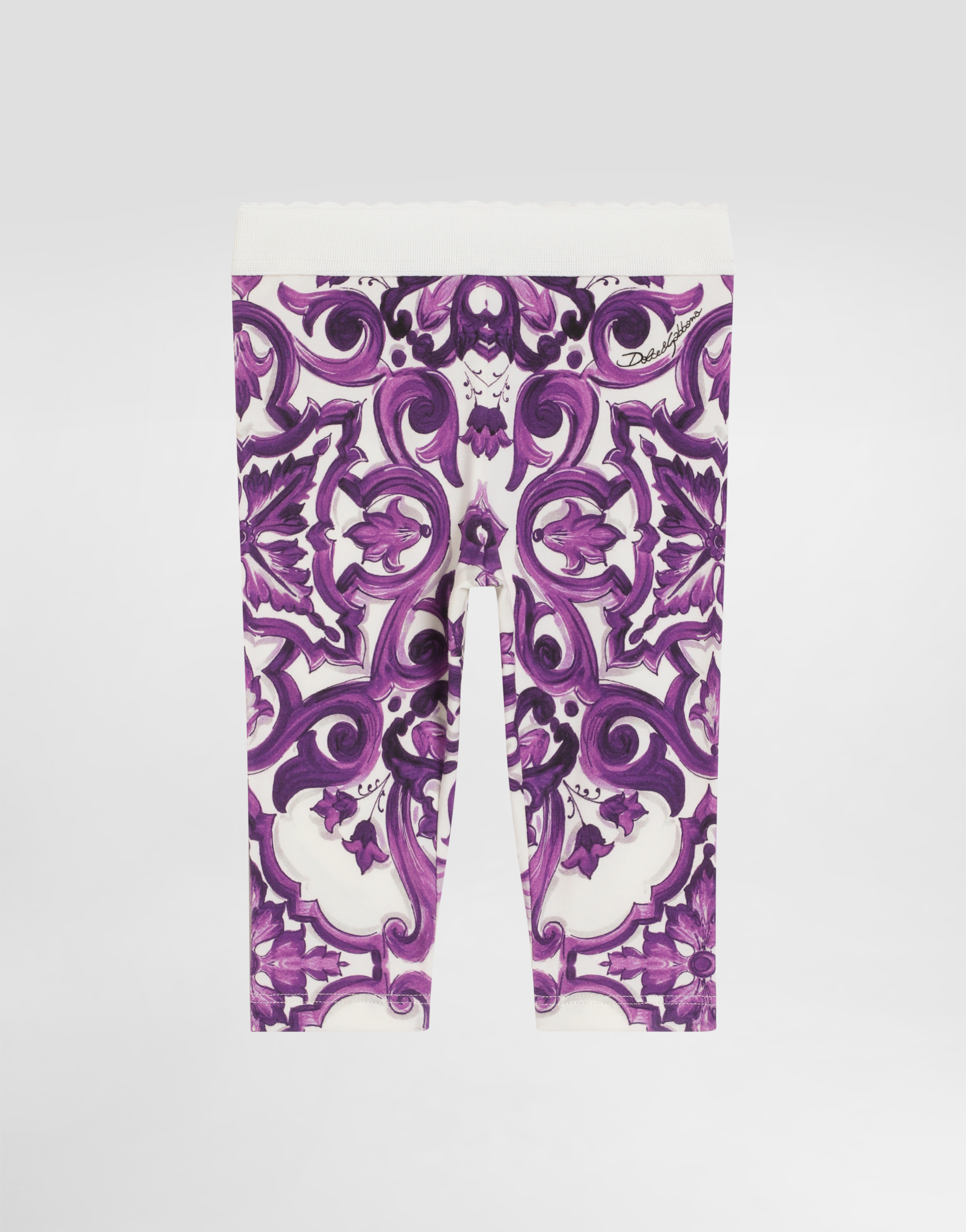 Dolce & Gabbana Majolica-print Interlock Leggings - Woman Trousers And Skirts Multicolor 6/9 Months