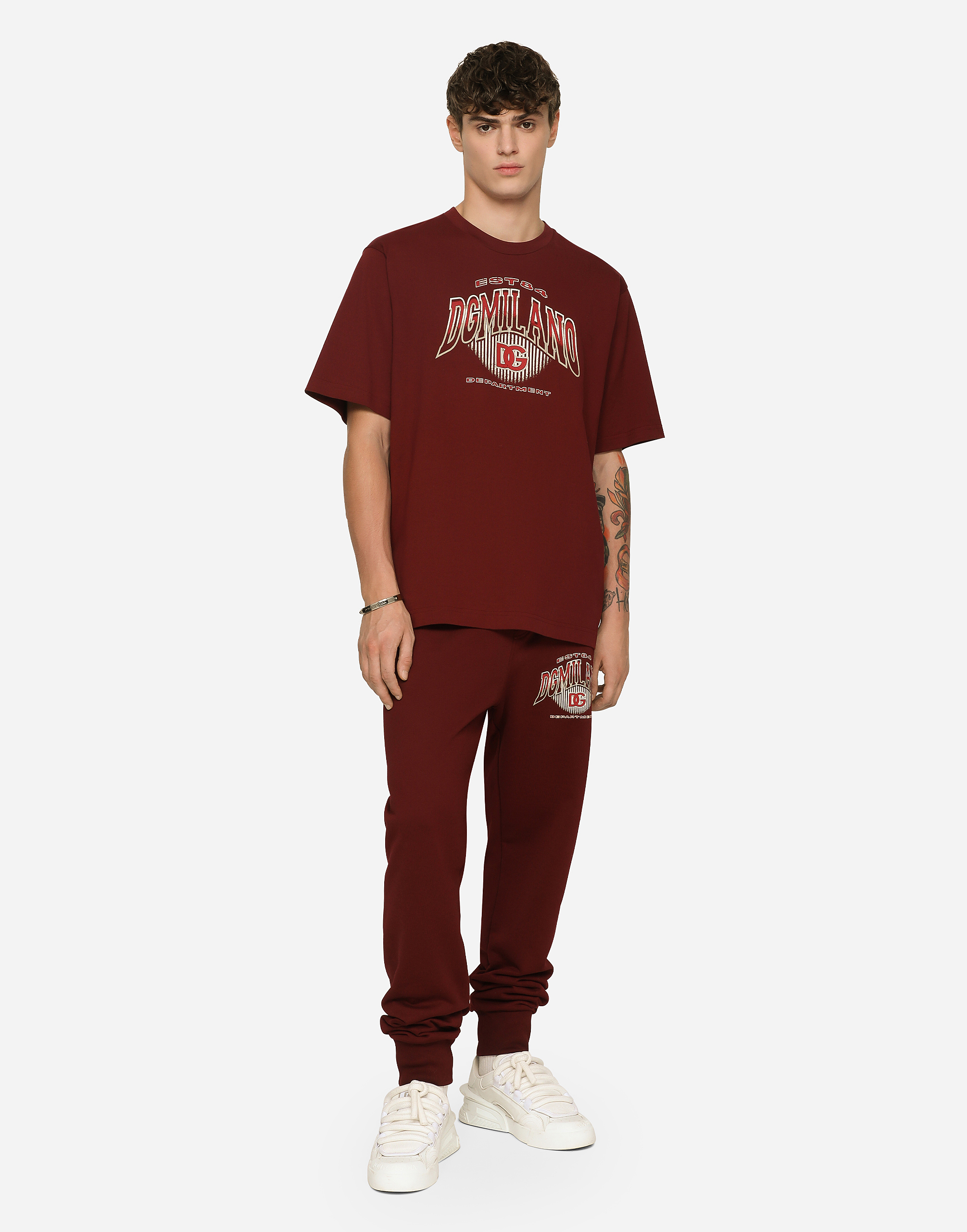 DOLCE & GABBANA JERSEY JOGGING PANTS WITH DG LOGO PRINT