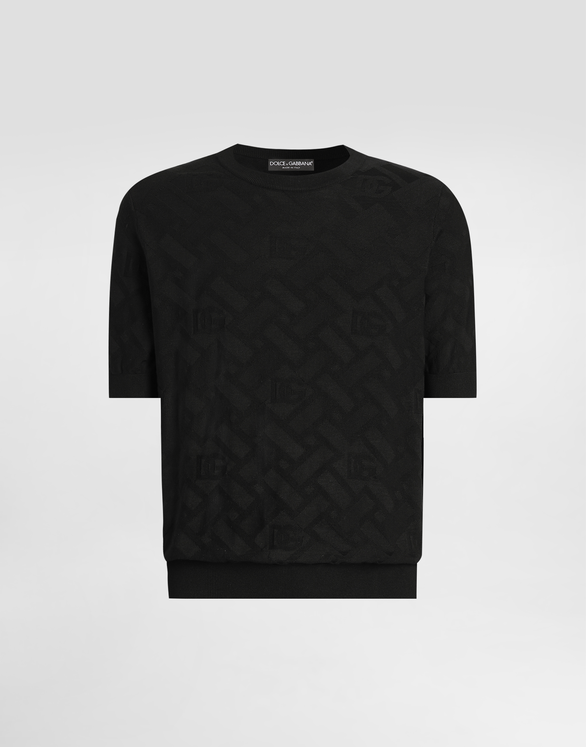 Dolce & Gabbana Micro-dot Stitch Silk Pullover In Black