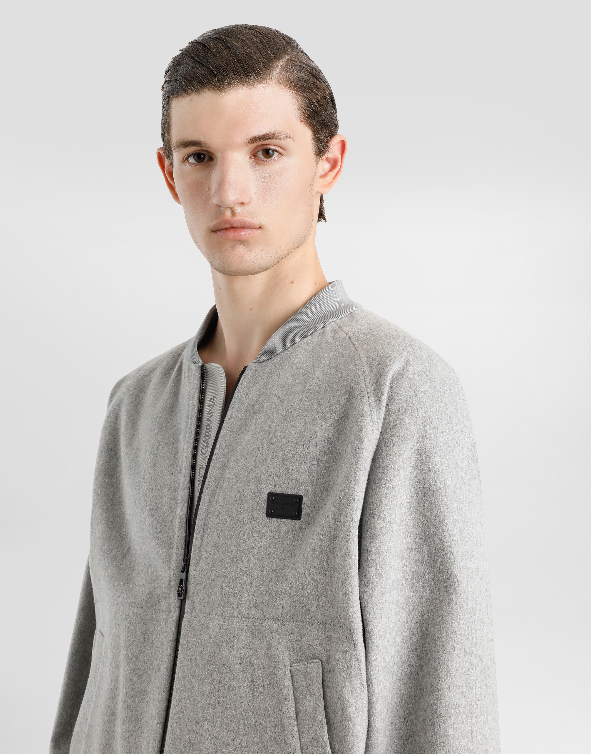Dolce & Gabbana Cashmere And Wool Bomber Jacket With Tag In Grey