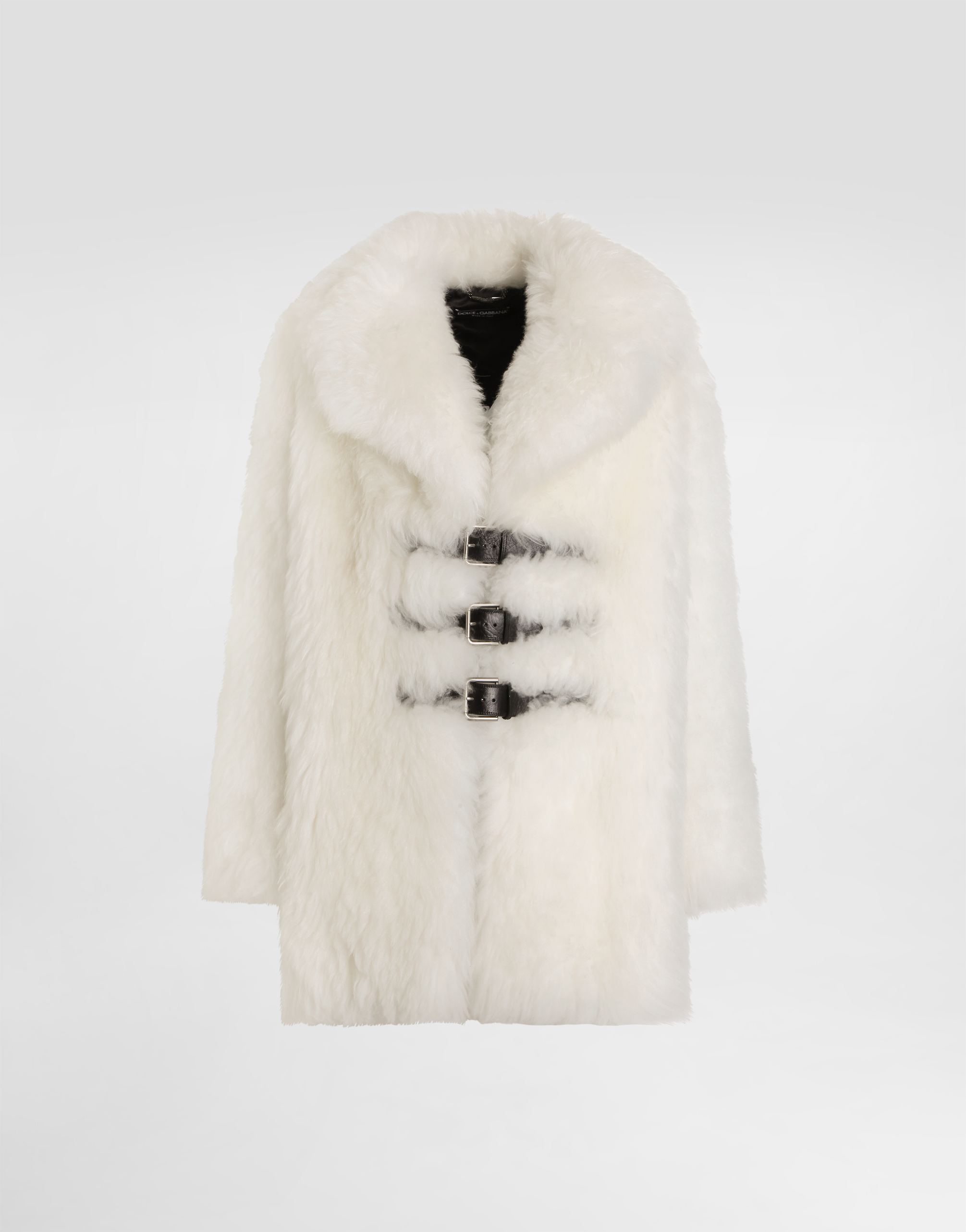 Dolce & Gabbana Single-breasted Coat With Faux Fur In White