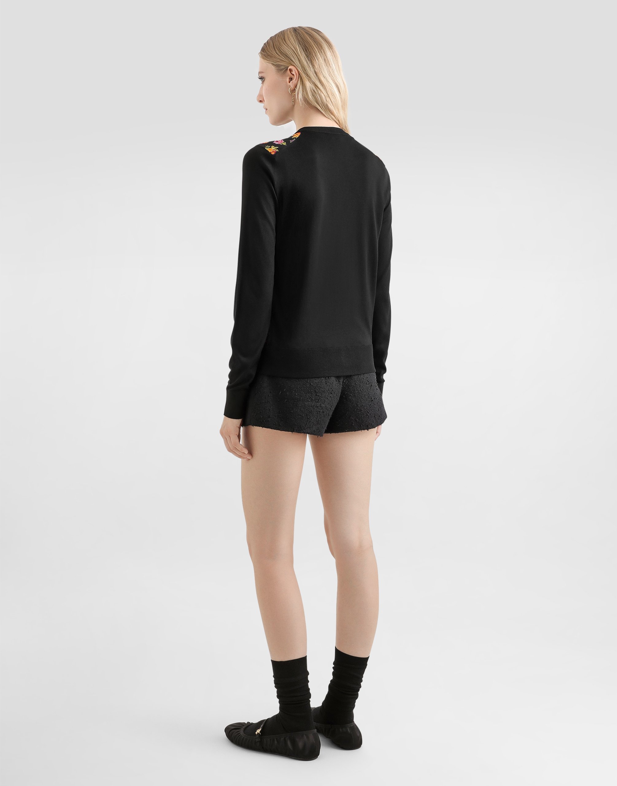 Dolce & Gabbana Small Rose Bouquets-print Satin Cardigan In Multi