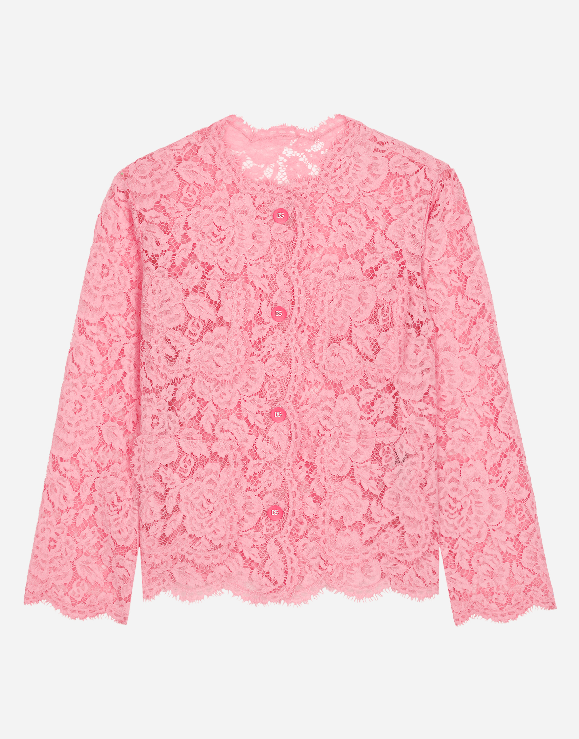 Dolce & Gabbana Single-breasted Lace Casual Jacket In Pink