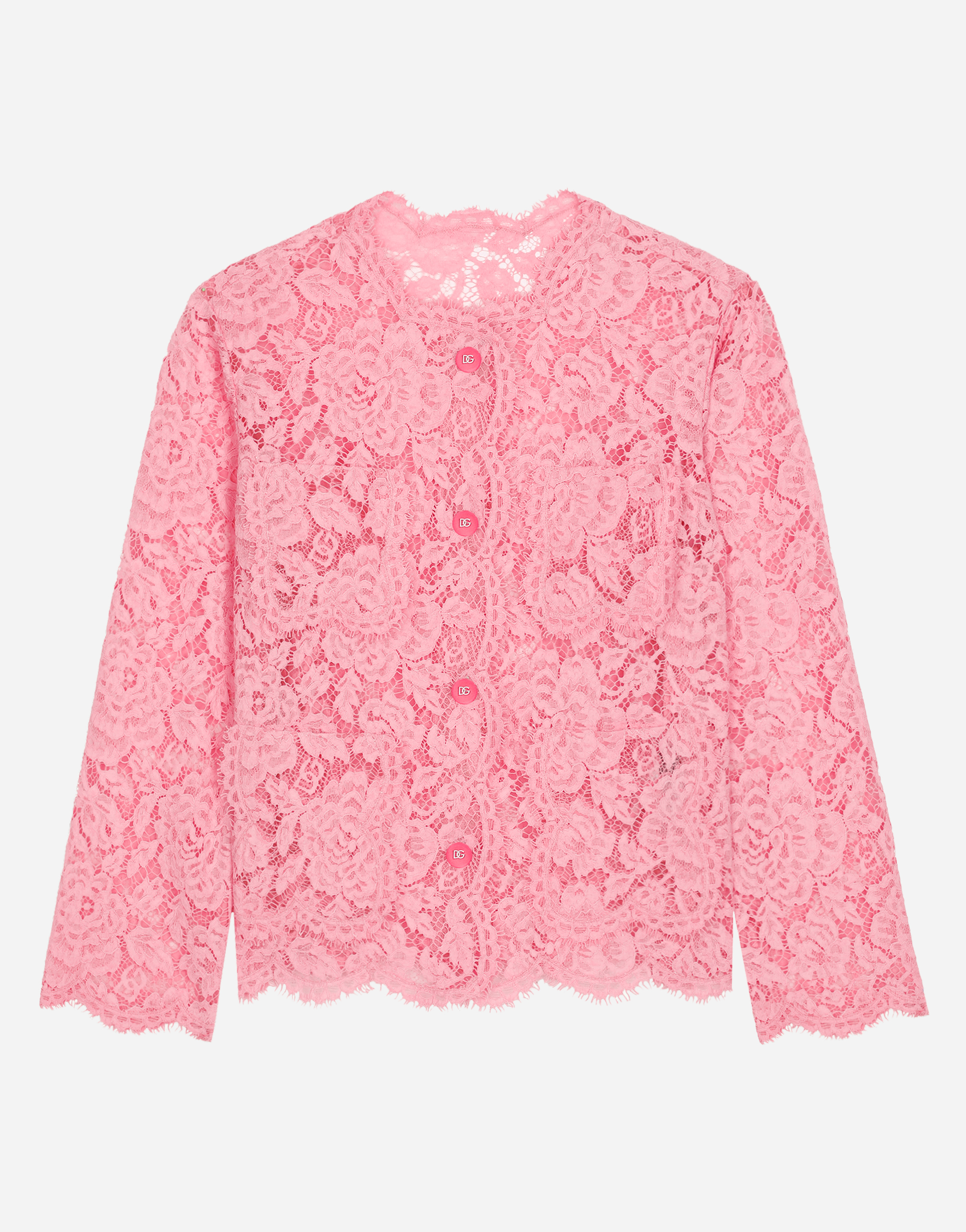 Dolce & Gabbana Single-breasted Lace Jacket In Pink