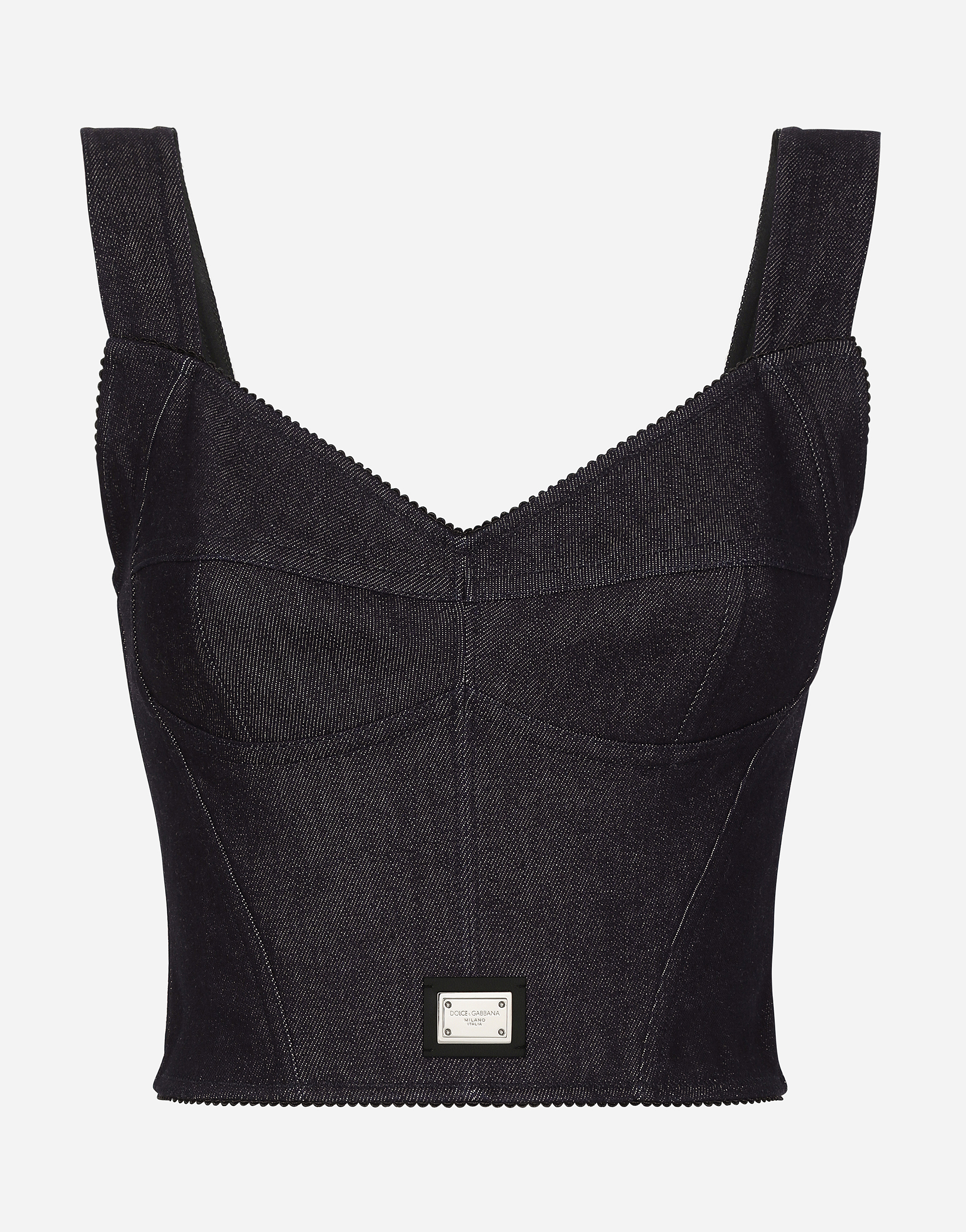 Dolce & Gabbana Cotton Denim Corset Top - Woman Denim And Jeans Multi-colored