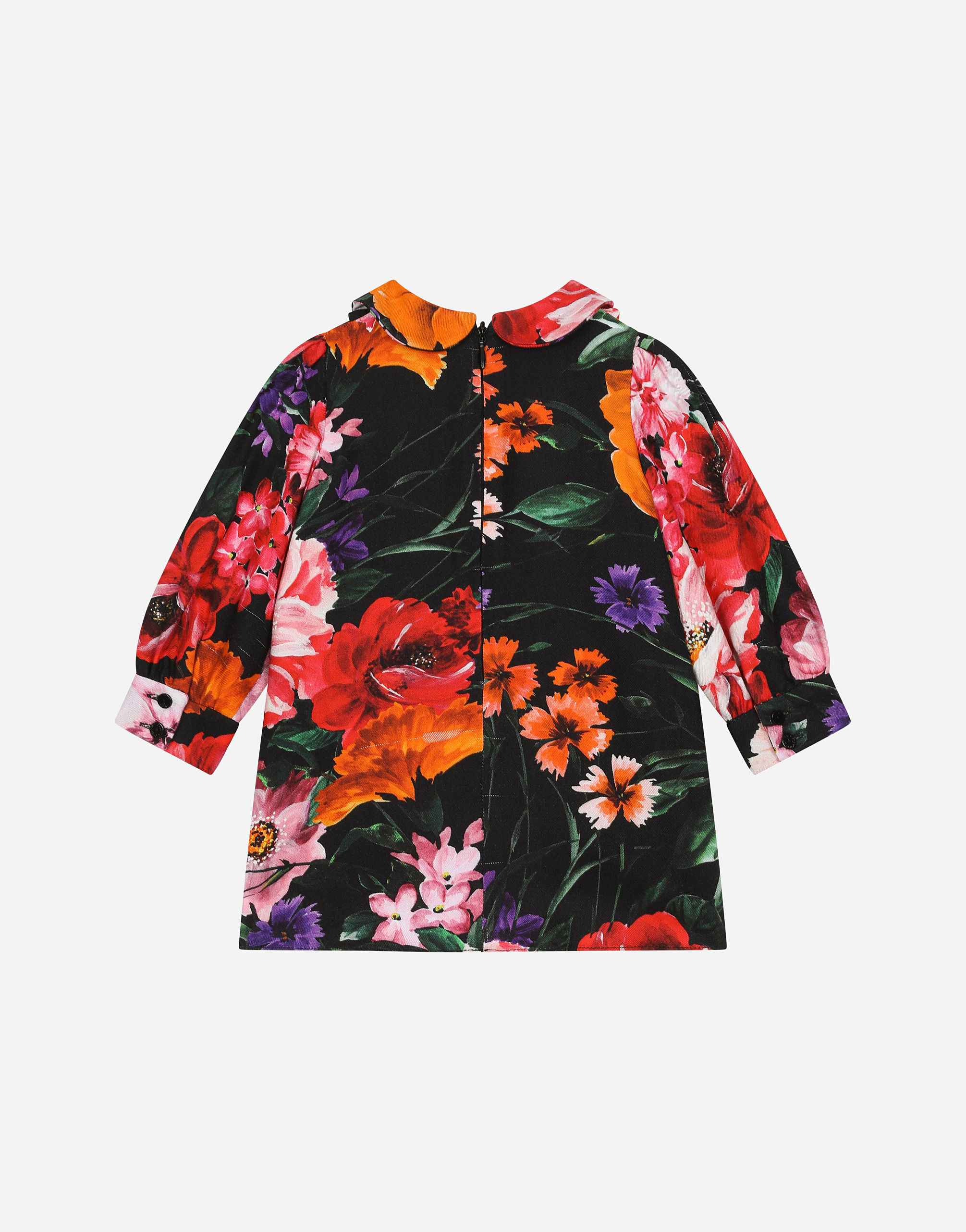 Viyella dress with floral print over a black background