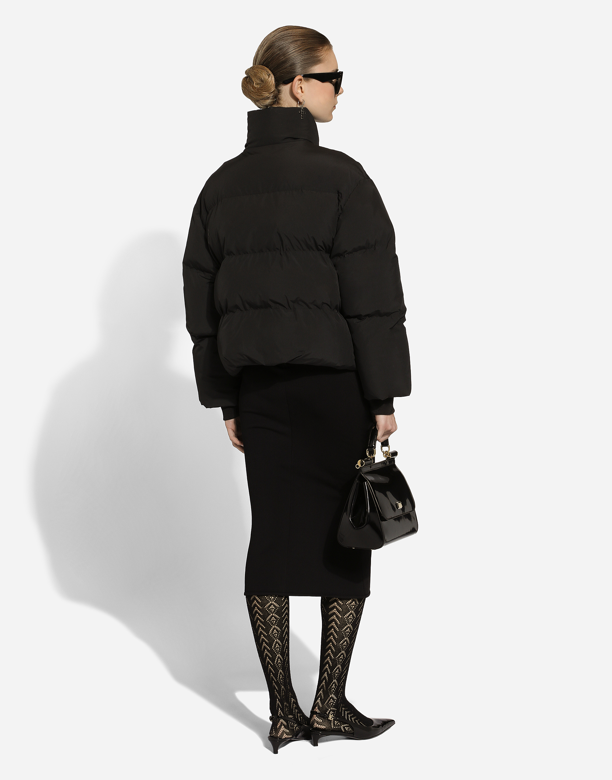 Dolce & Gabbana High-neck Zip-up Down Jacket In ブラック