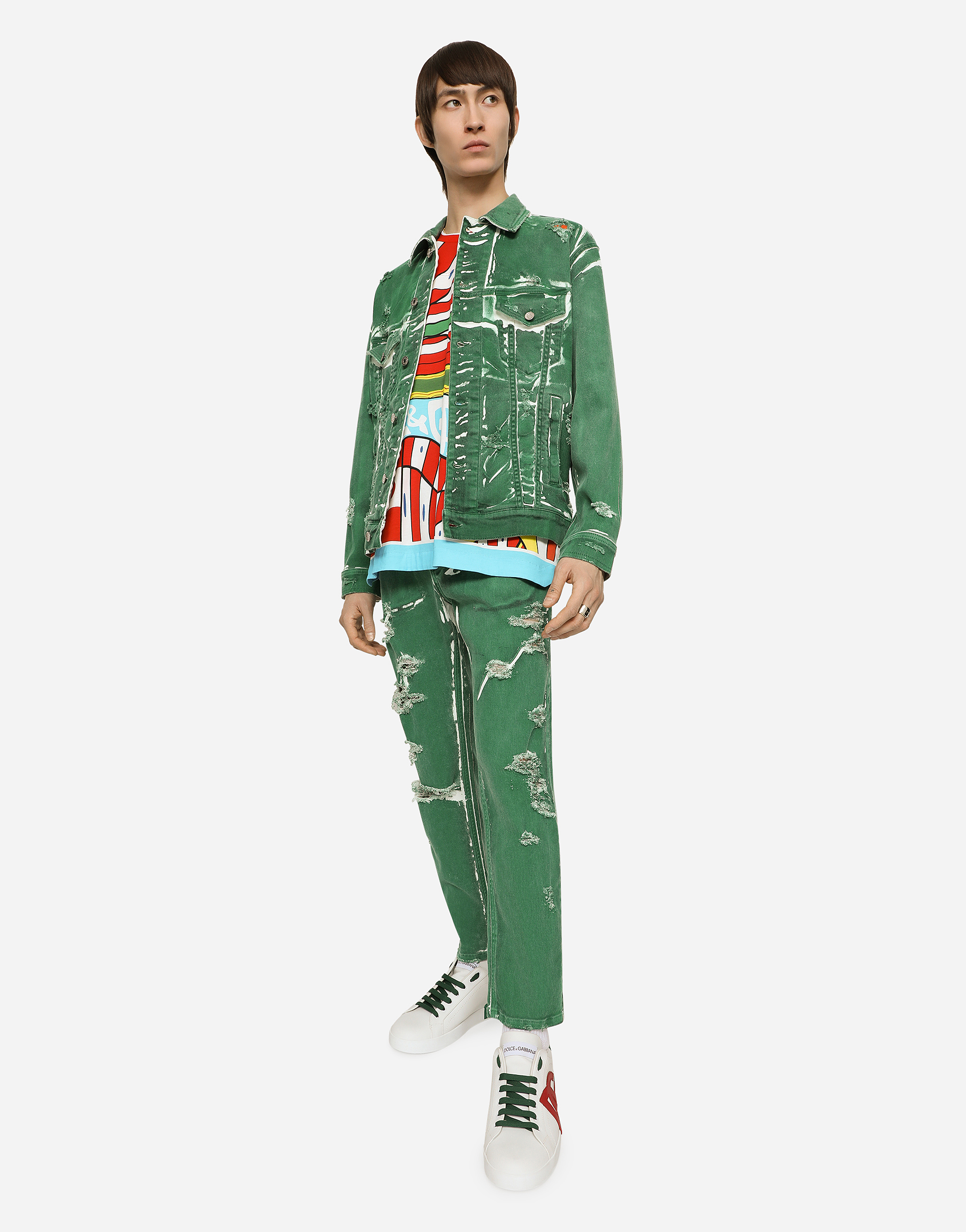 DOLCE & GABBANA OVERDYED STRETCH DENIM JACKET