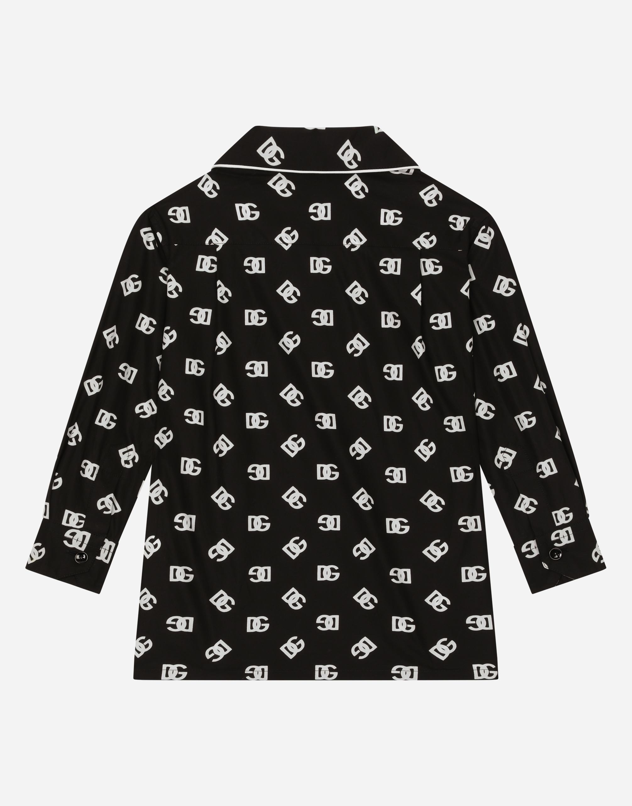 Dolce & Gabbana Poplin Pajama Shirt With Dg Logo Print In Multicolor