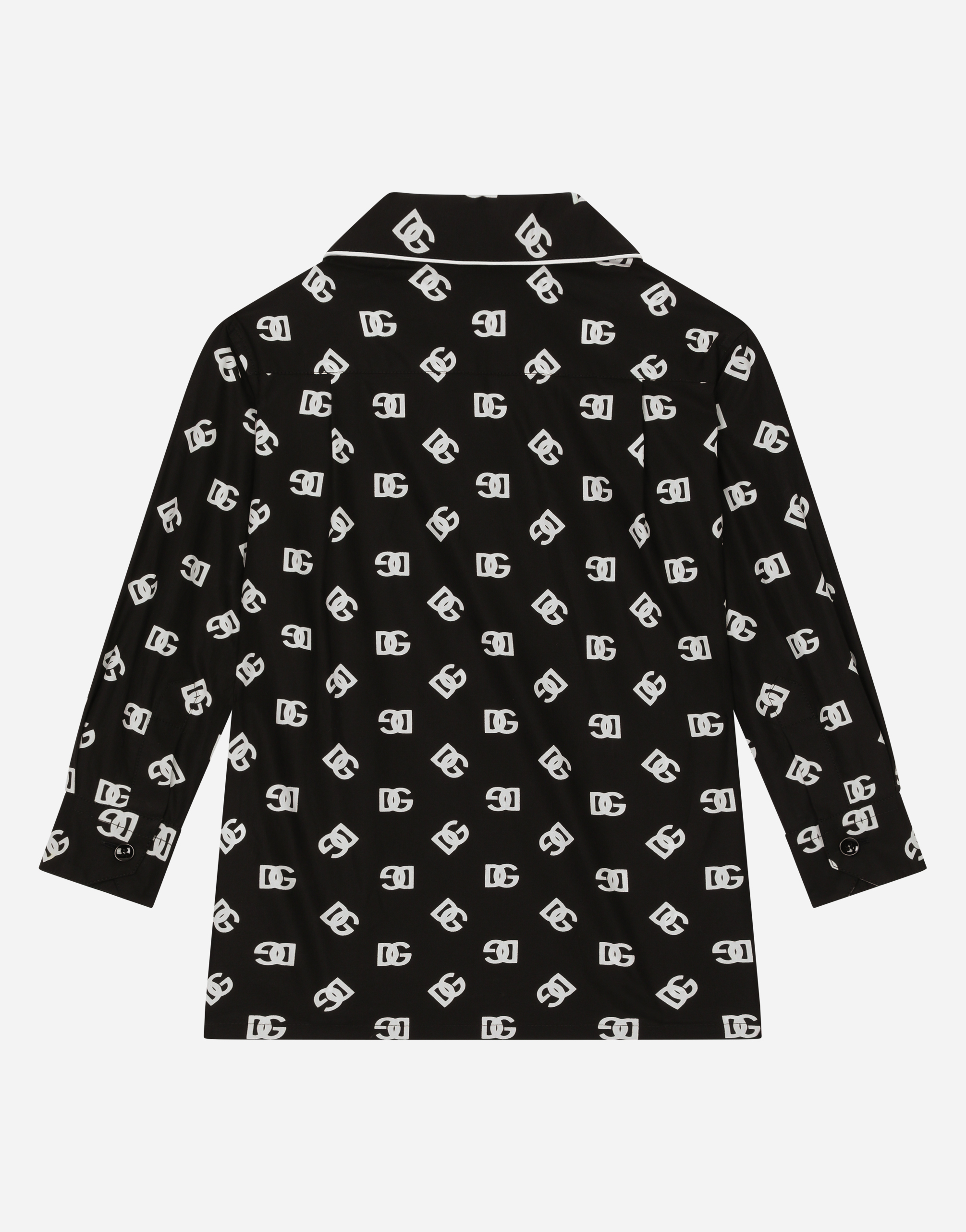 Shop Dolce & Gabbana Poplin Pajama Shirt With Dg Logo Print In Multicolor