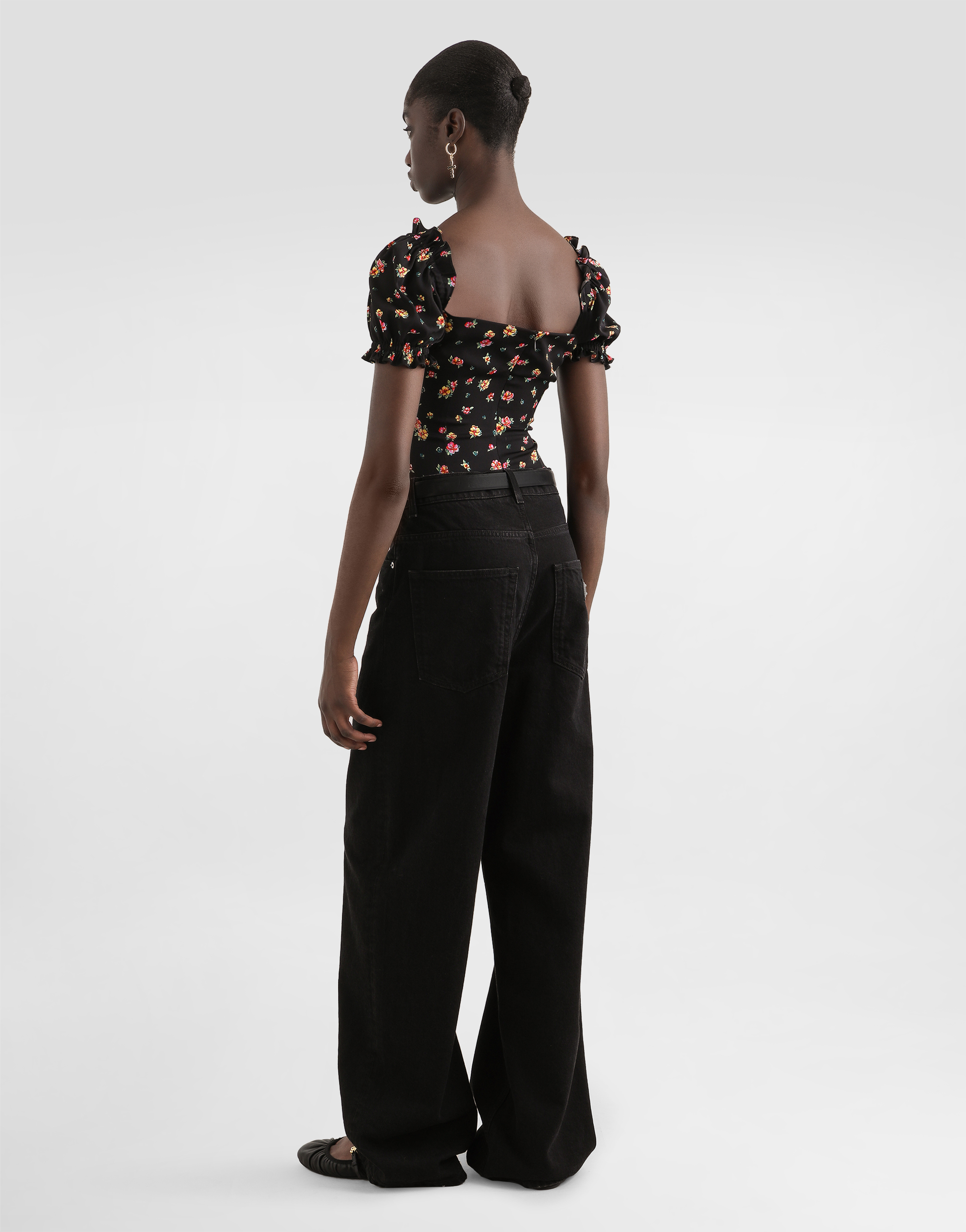  Dolce & Gabbana Haut En Charmeuse à Imprimé Petites Fleurs - Femme Tops Et Chemisiers Multicolore 48 
