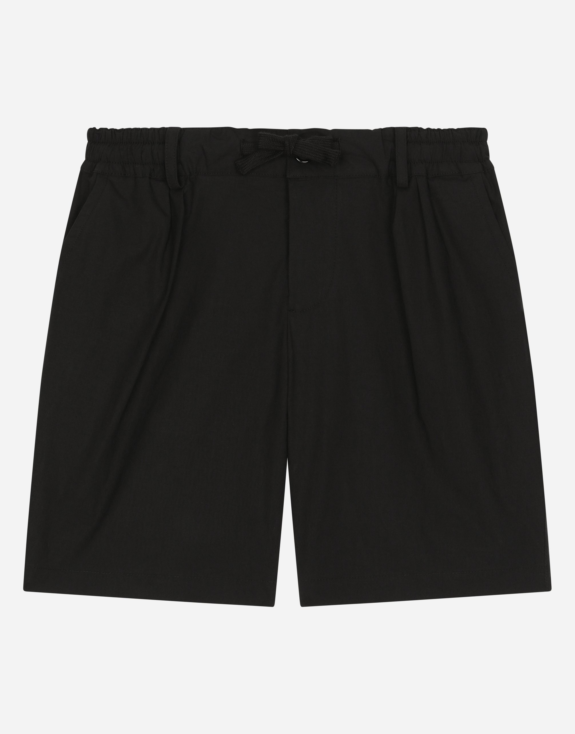 Shop Dolce & Gabbana Stretch Poplin Shorts With Logo Tag In Black