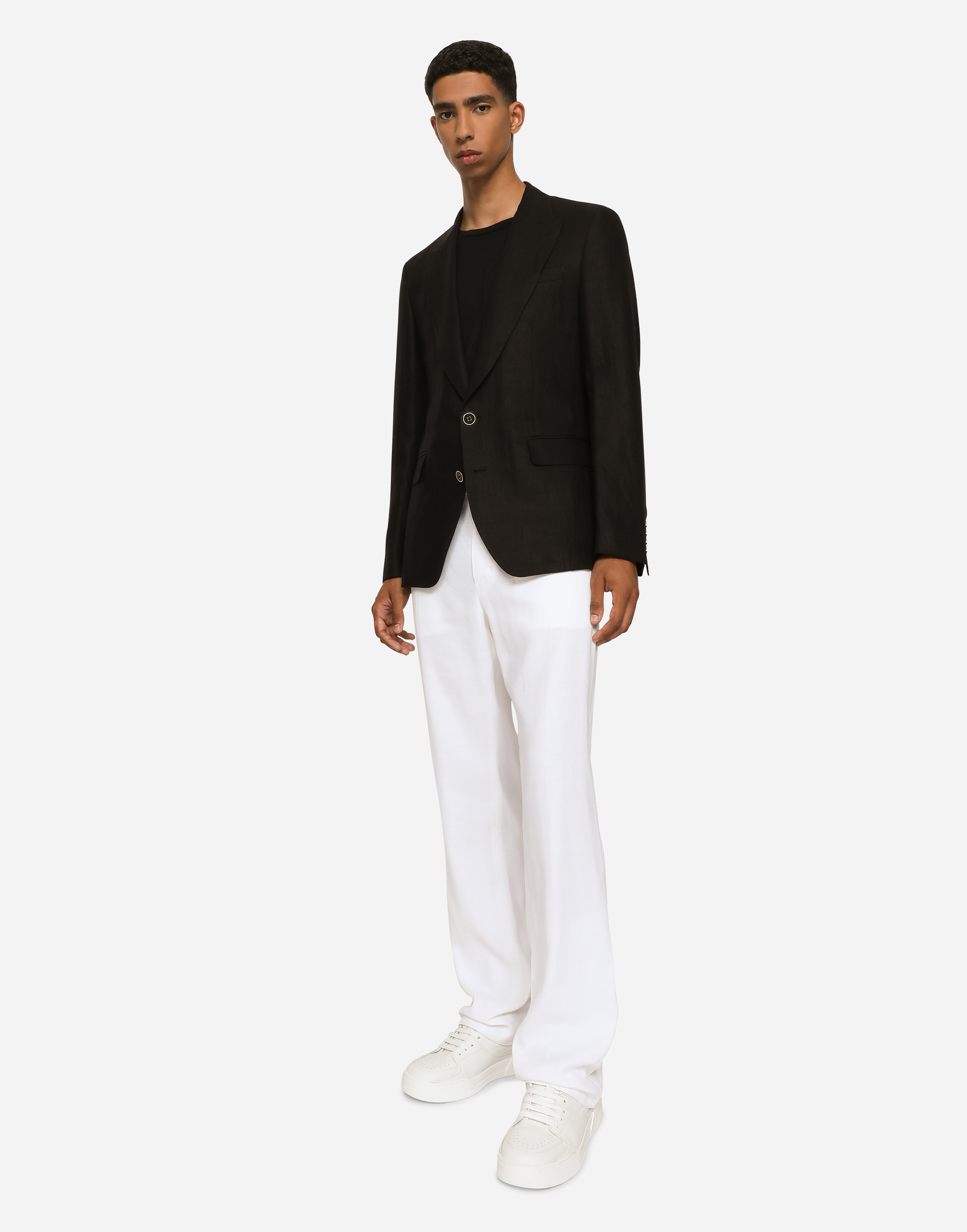 Dolce & Gabbana Deconstructed Single-breasted Linen Blazer In Black