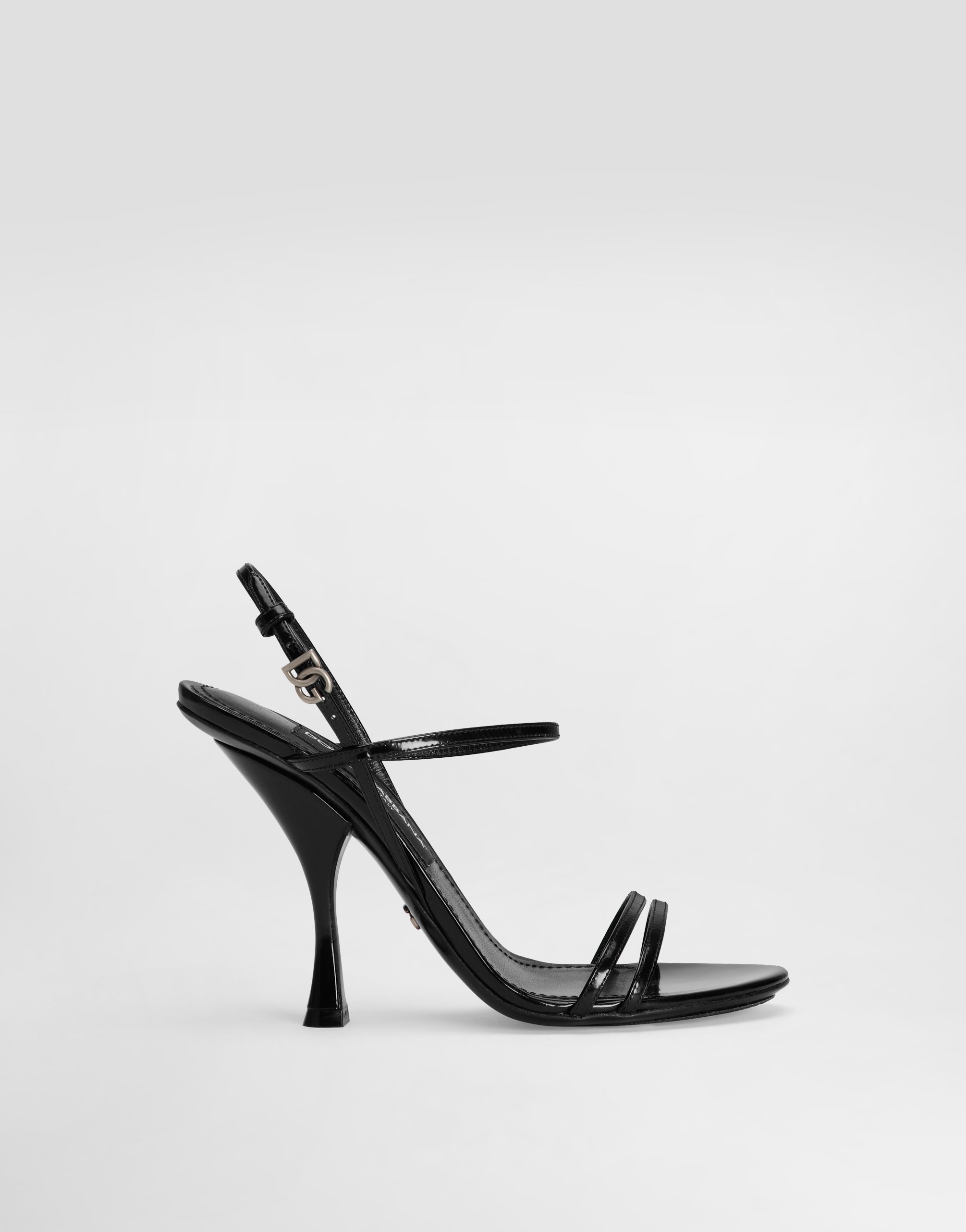 Dolce & Gabbana Polished Calfskin Sandals In Black