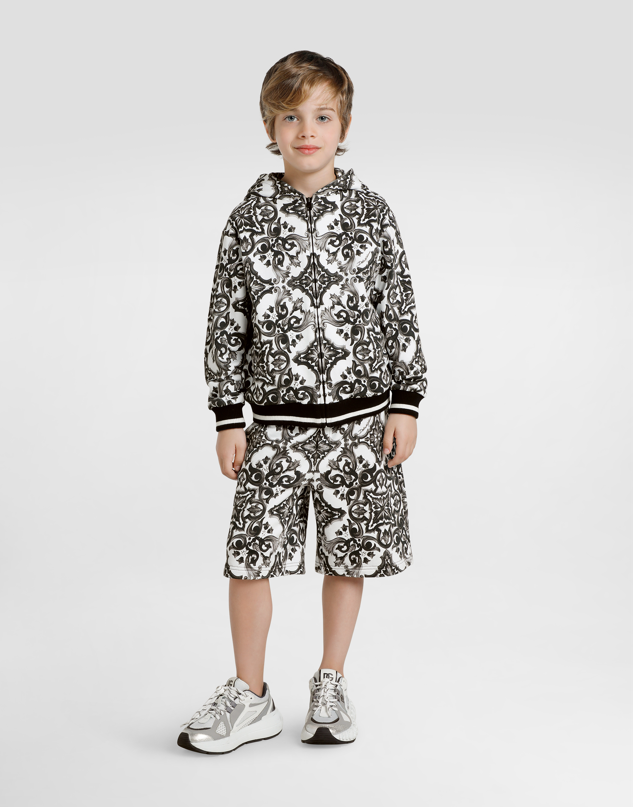 Dolce & Gabbana Majolica-print Hooded Sweatshirt With Zip