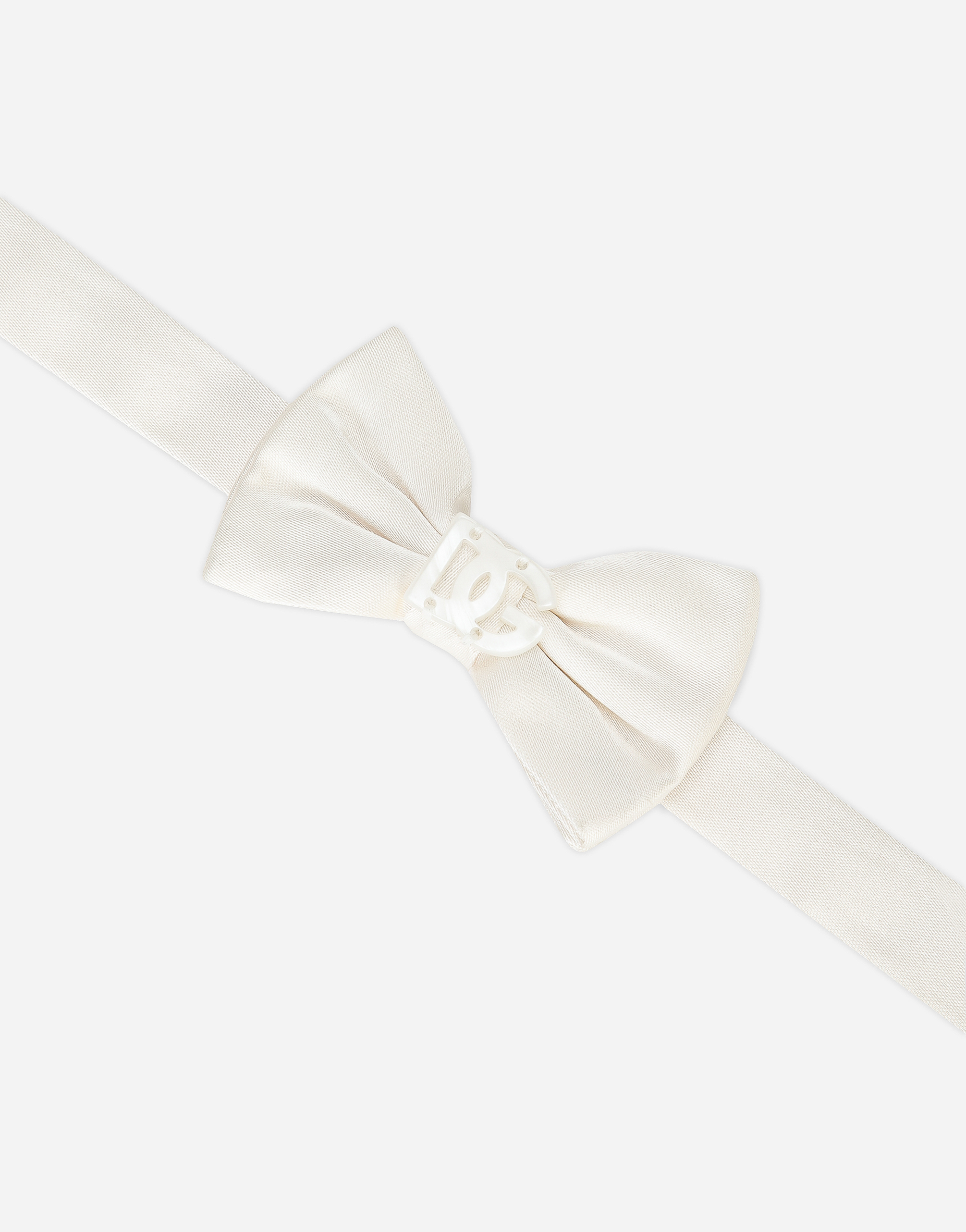 DOLCE & GABBANA SILK BOW TIE WITH MOTHER-OF-PEARL DG LOGO