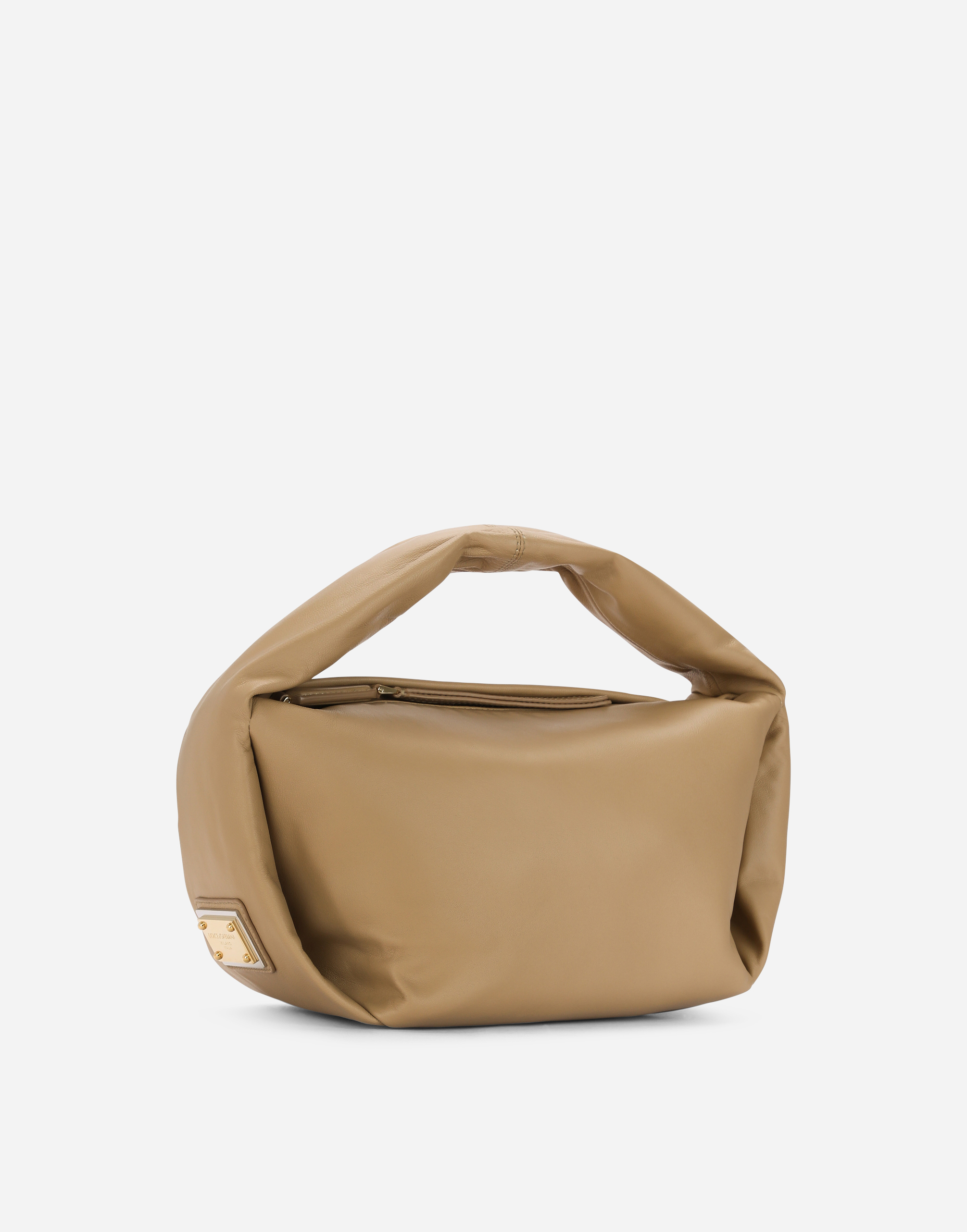 DOLCE & GABBANA SMALL NAPPA LEATHER SOFT BAG WITH BRANDED TAG