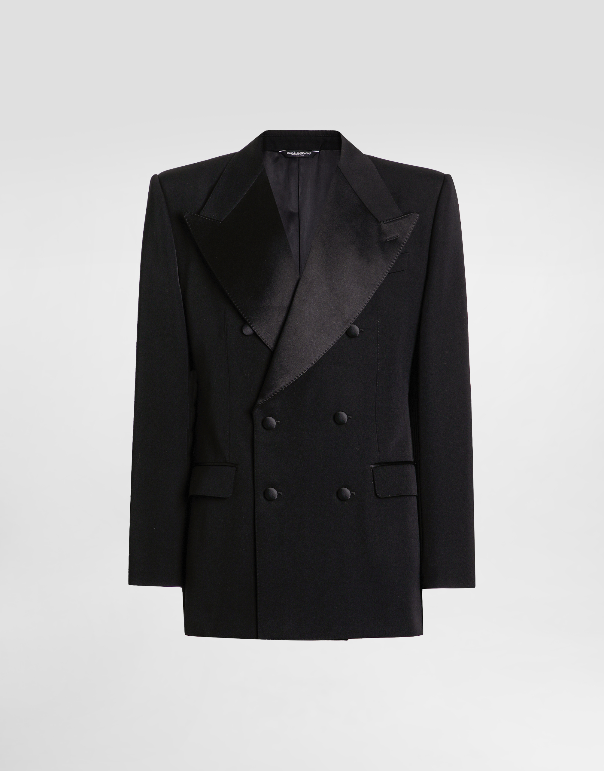 Dolce & Gabbana Double-breasted Satin-lapel Jacket In Black