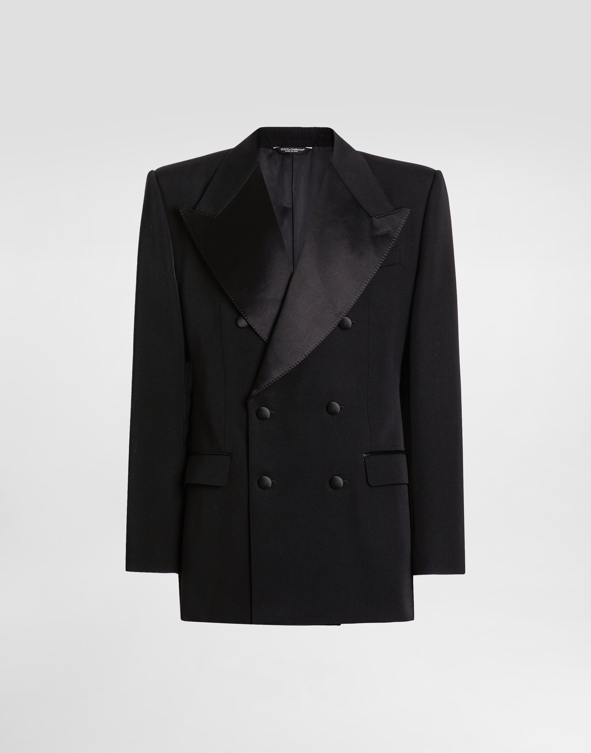 Dolce & Gabbana Double-breasted Satin-lapel Jacket In Black