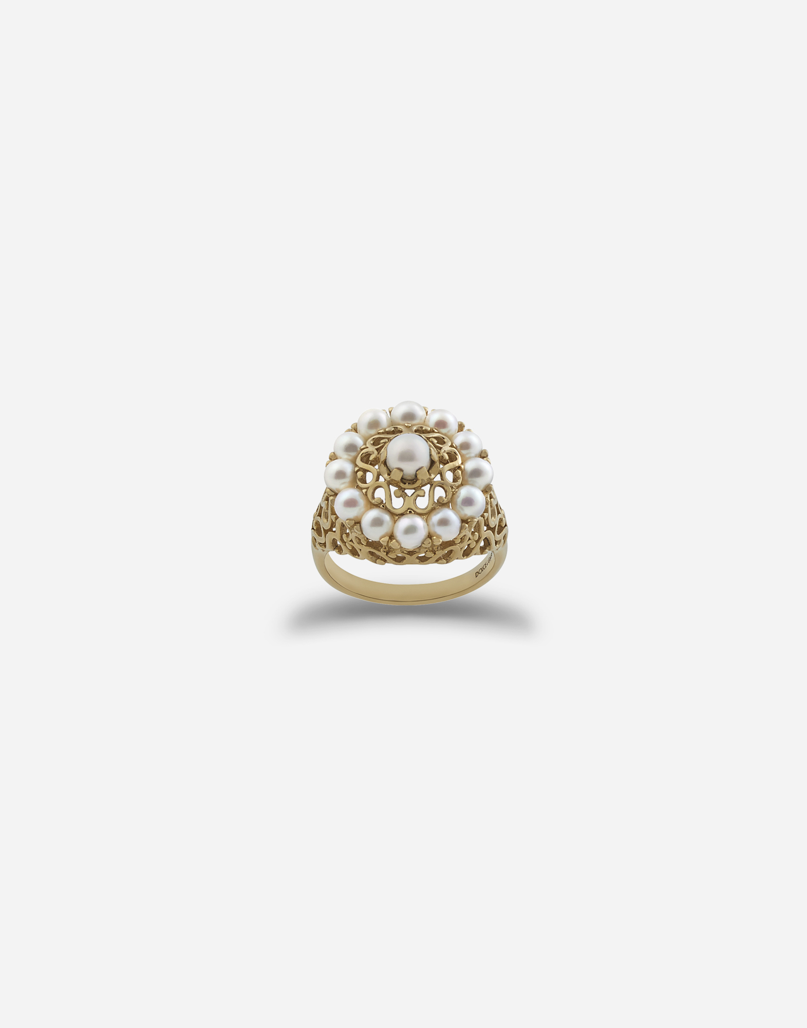 Shop Dolce & Gabbana Romance Ring In Yellow Gold And Pearls