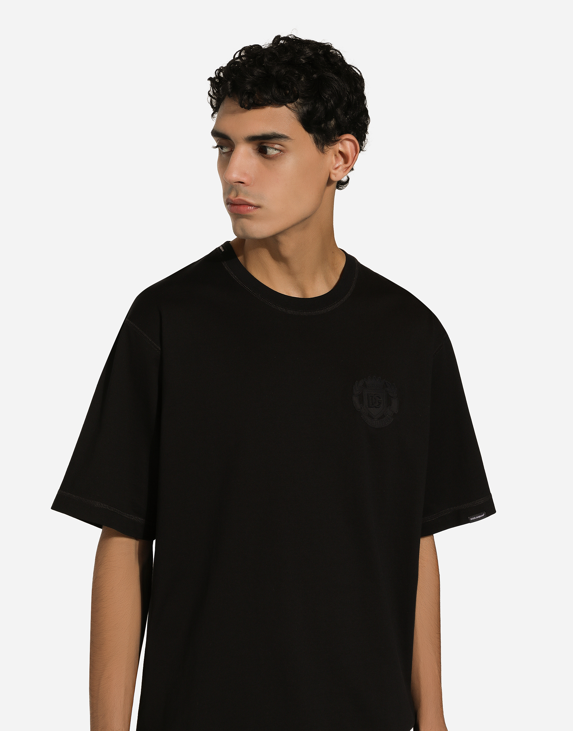 Cotton T-shirt with logo embroidery