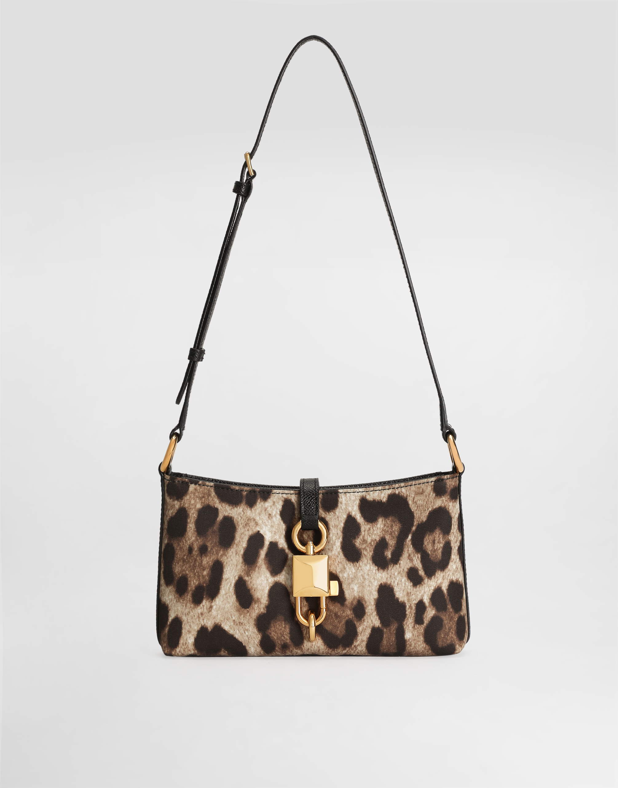 Leopard-print lock shoulder bag