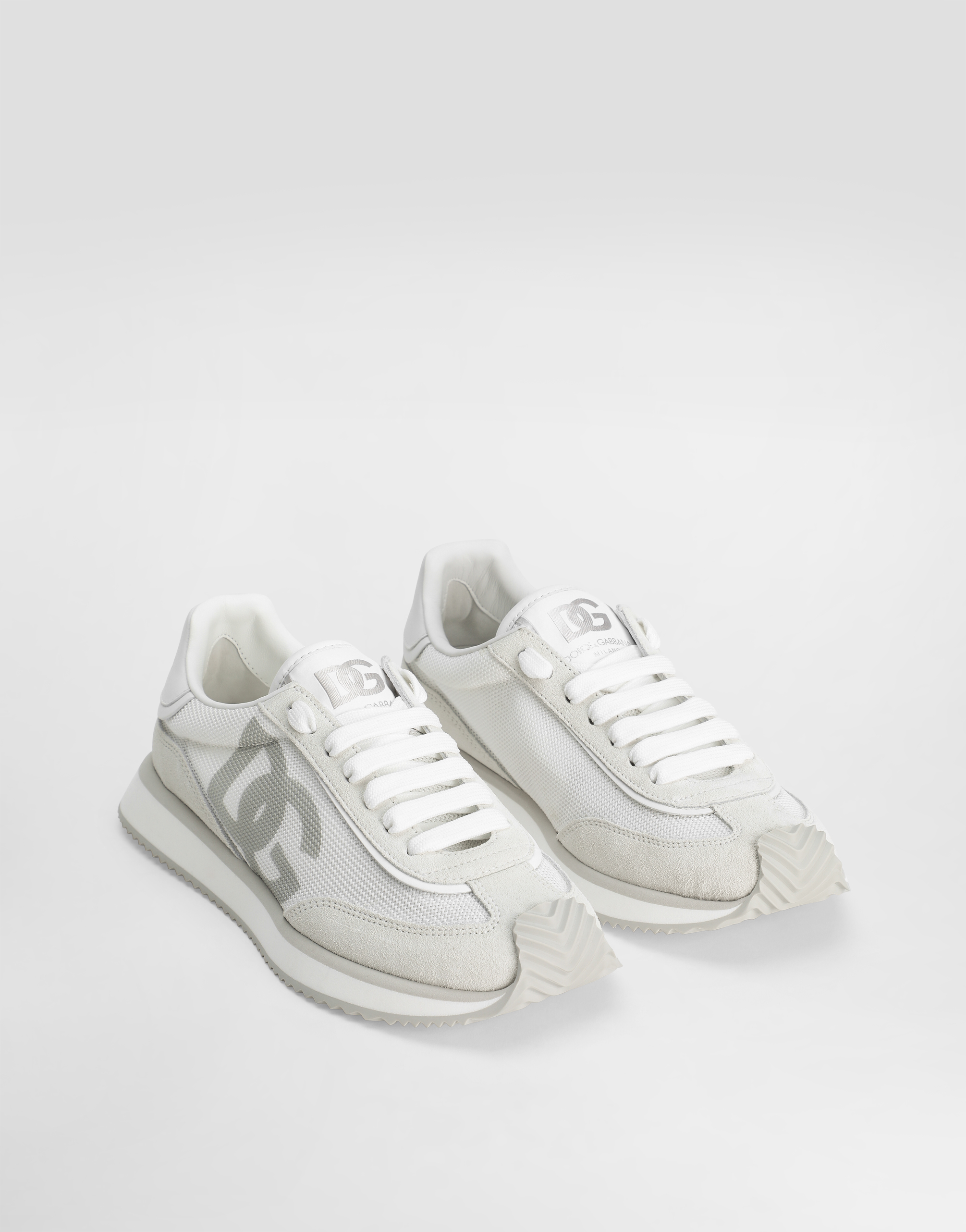 Shop Dolce & Gabbana Mixed-material Dg Cushion Sneakers In Bianco