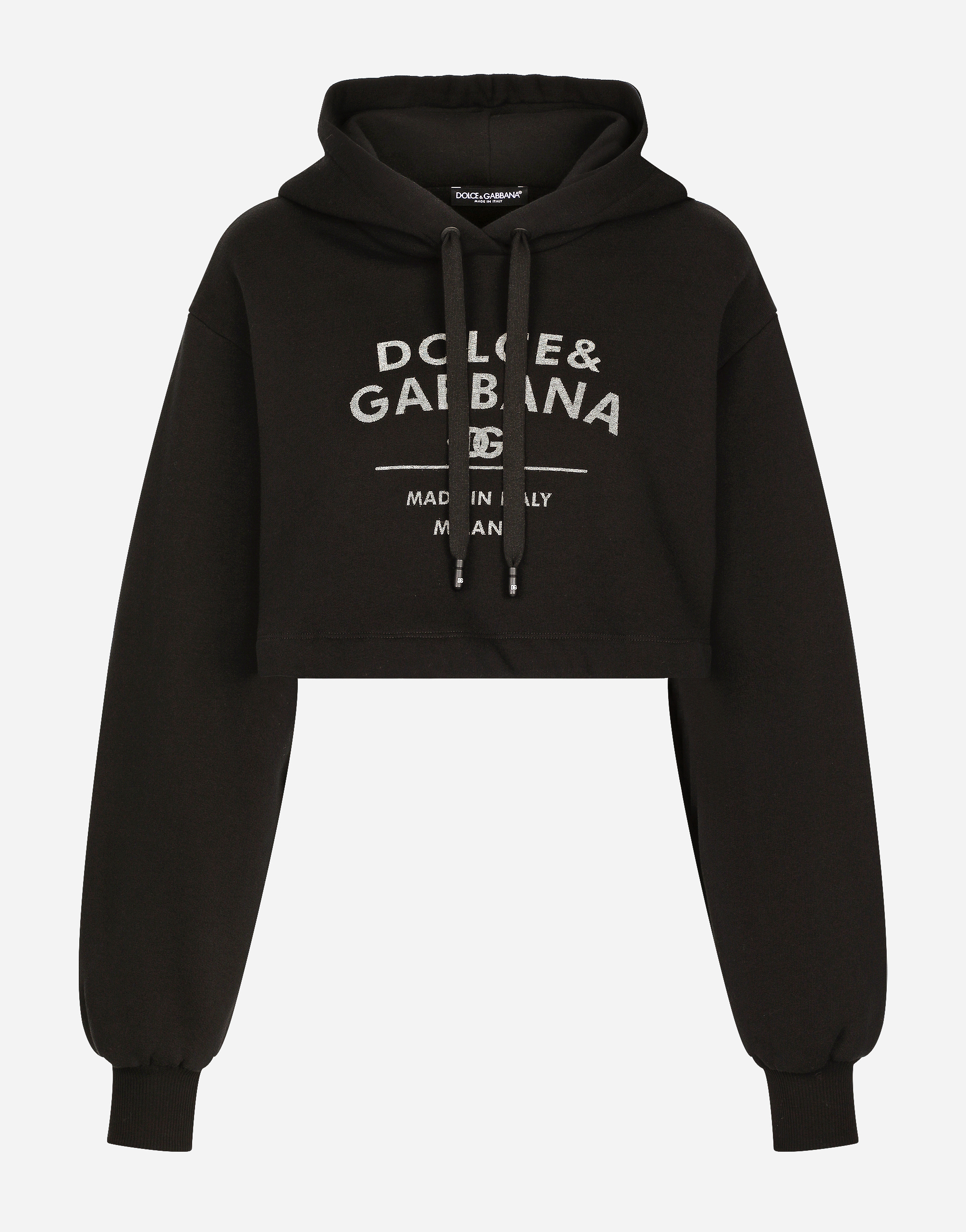 Dolce & Gabbana Jersey Hoodie With Logo Lettering - Woman Black