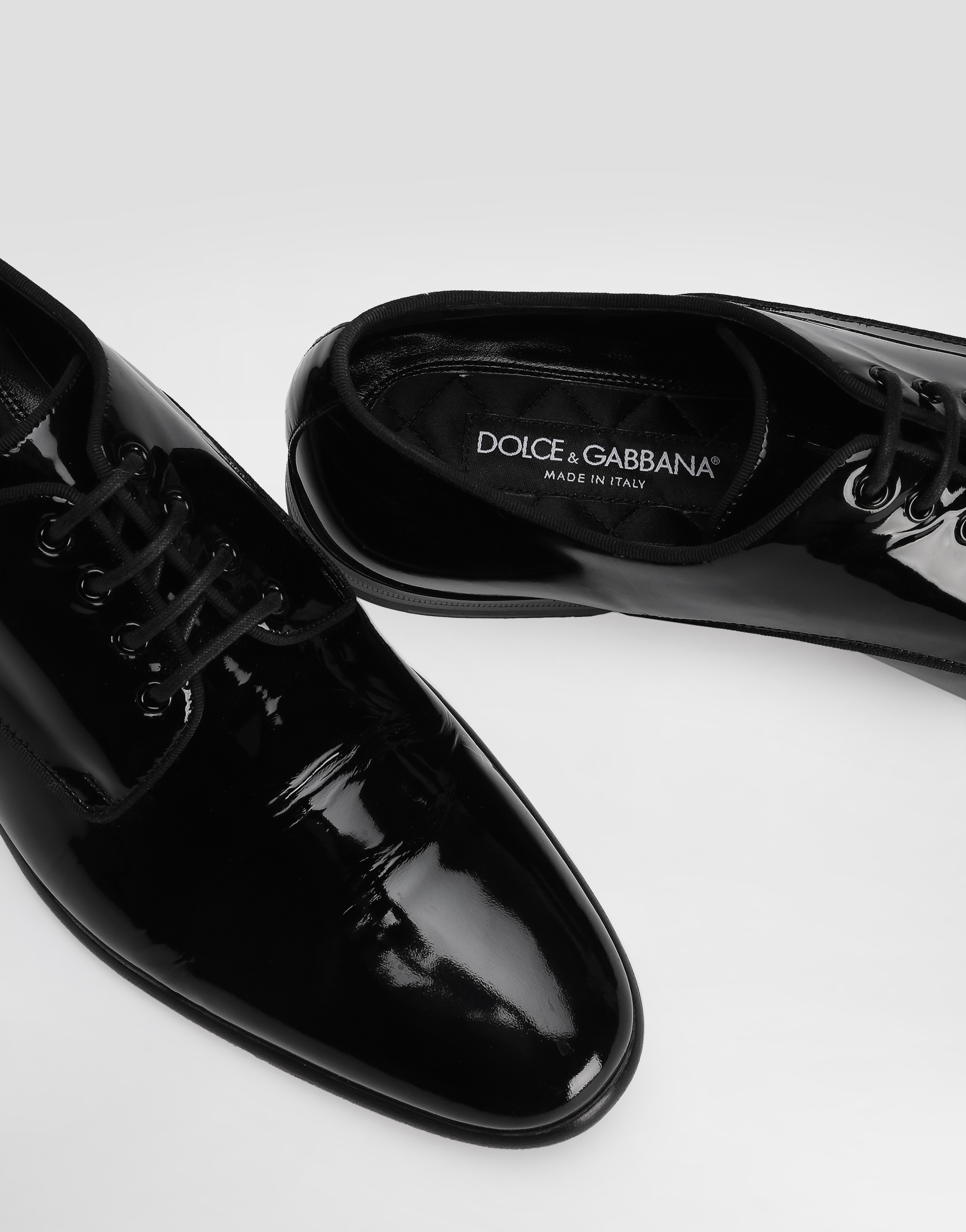 Dolce & Gabbana Black Leather Raffaello Lace-up Shoes In Black
