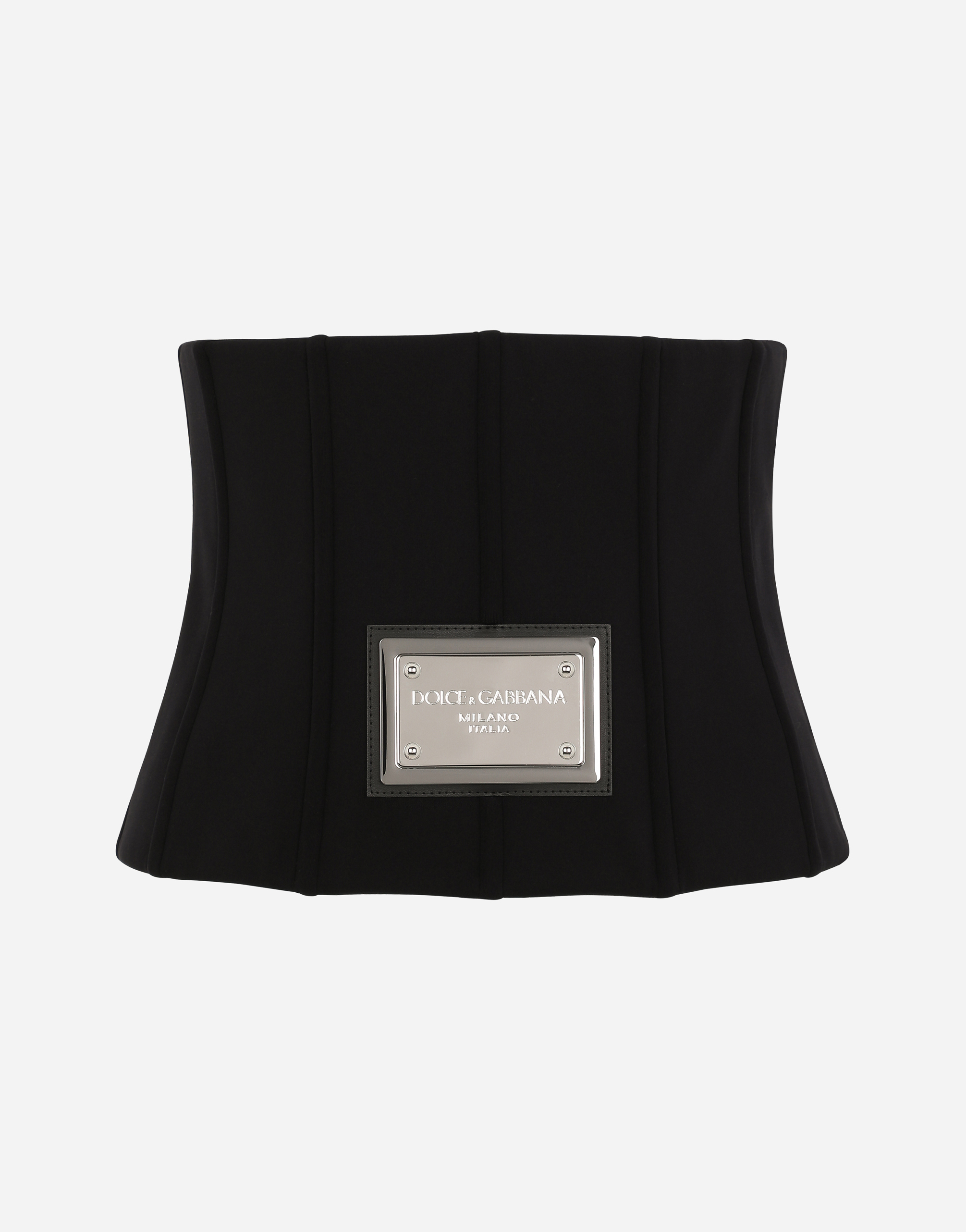 Shop Dolce & Gabbana Technical Jersey Corset Belt With Dg Tag In Black