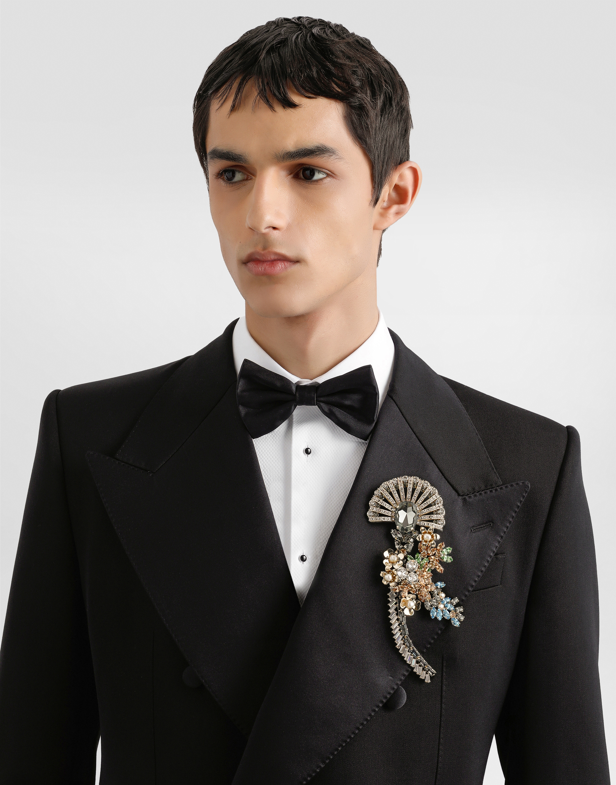 Dolce & Gabbana Double-breasted Satin-lapel Jacket In Black