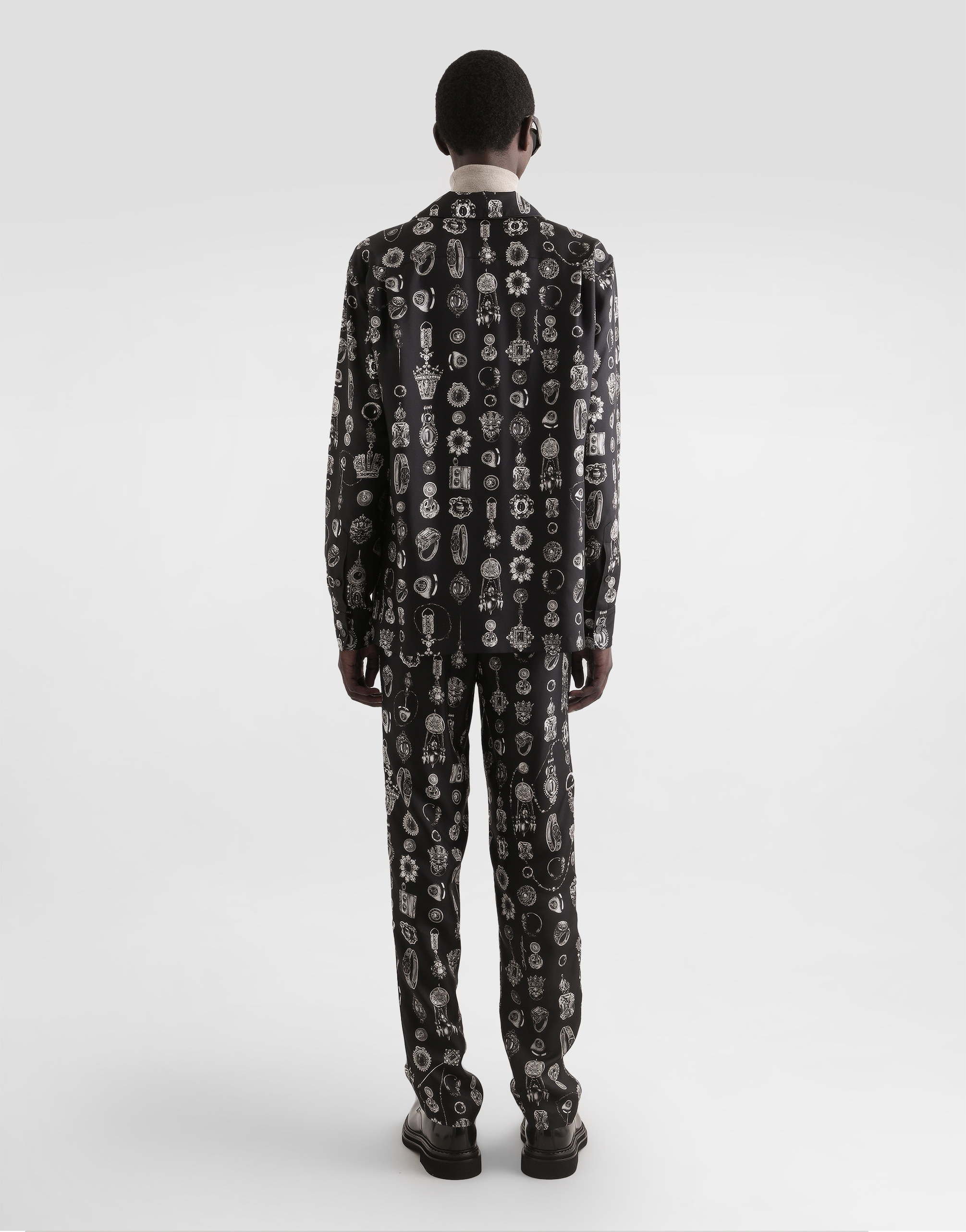 Jewel-print twill trousers
