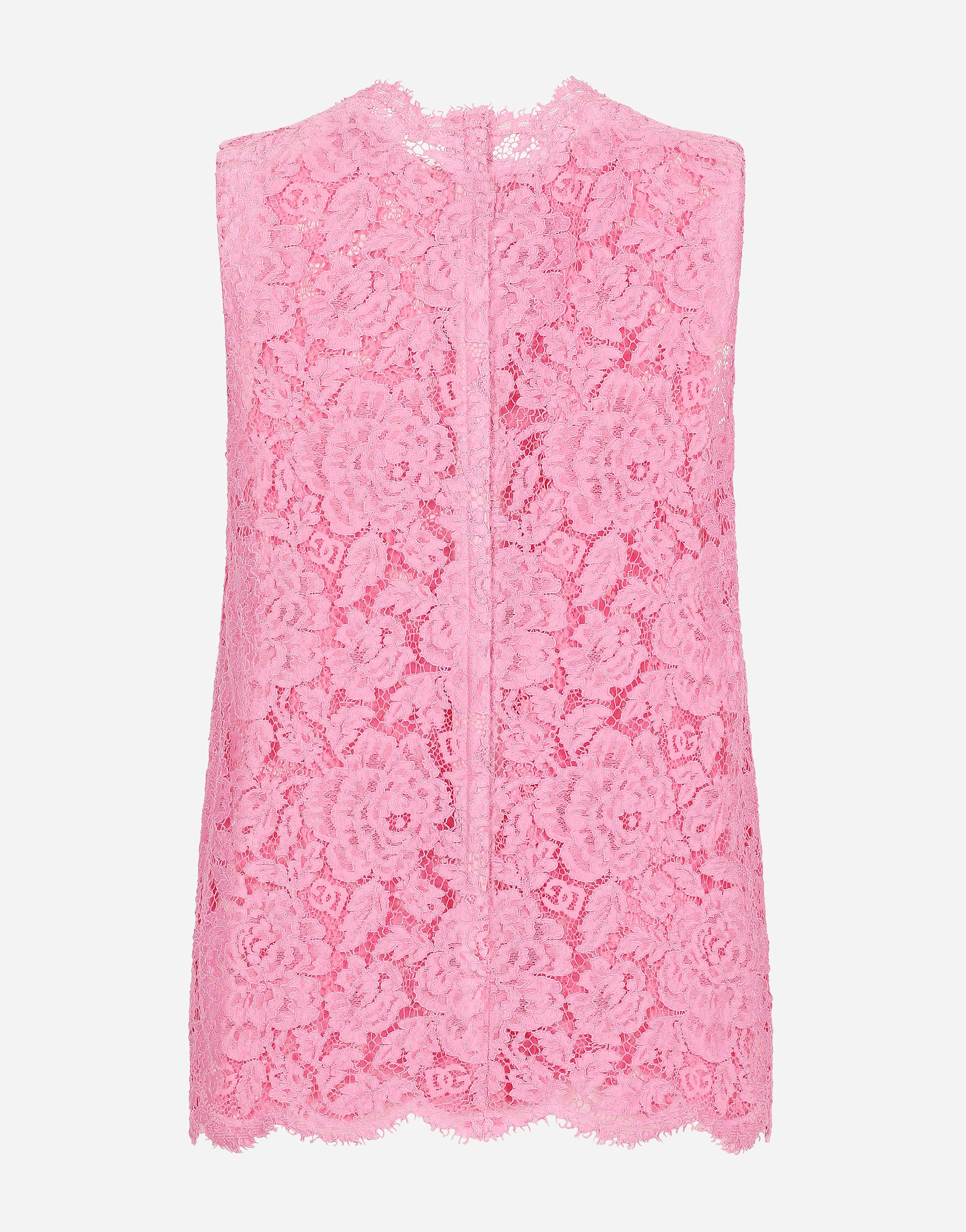 Dolce & Gabbana Sleeveless Lace Top In ピンク