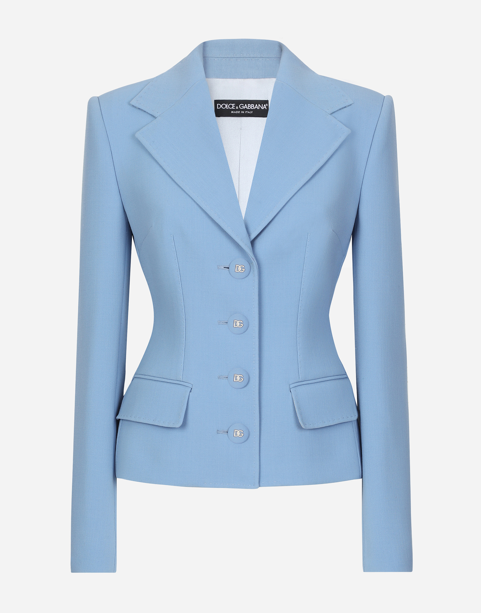 Dolce & Gabbana Single-breasted Wool Crêpe Dolce Jacket - Woman Blazers Azure