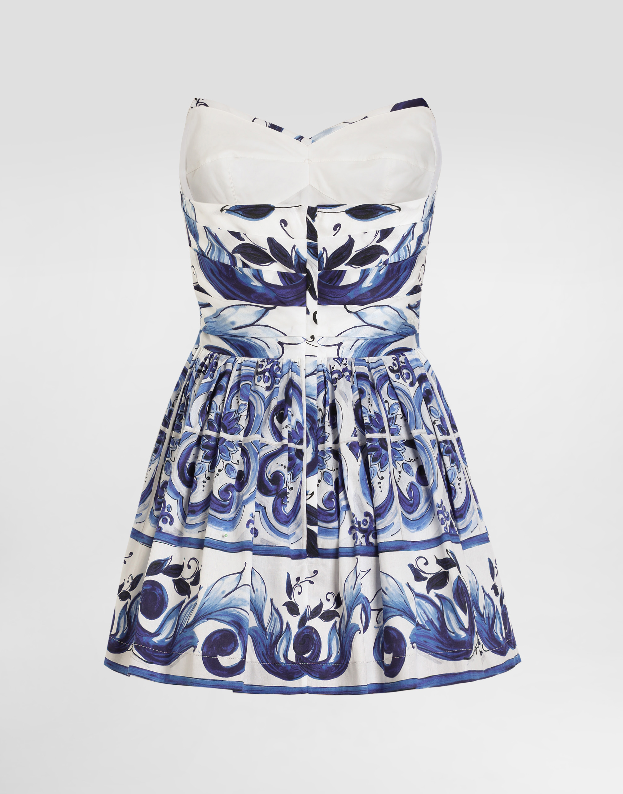 Majolica-print cotton satin dress